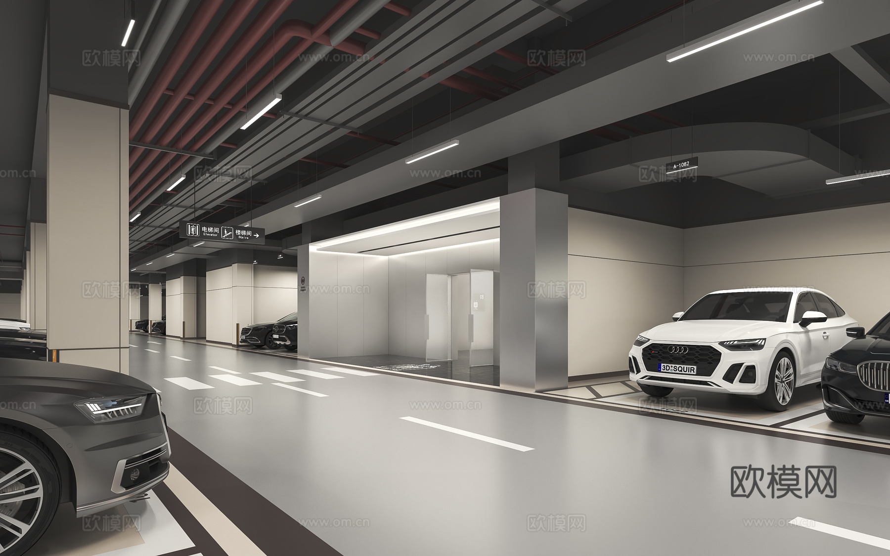 地下车库停车场车马厅3d模型