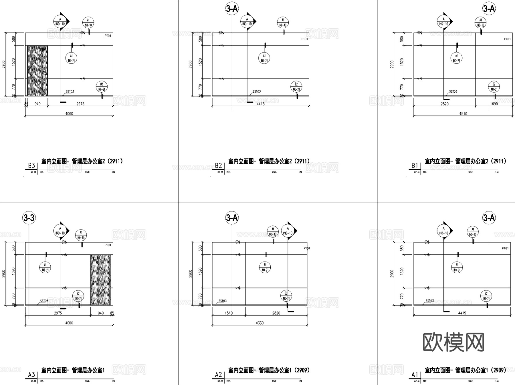 合肥置地广场C座29层样板房办公室室内工装CAD施工图整套cad施工图