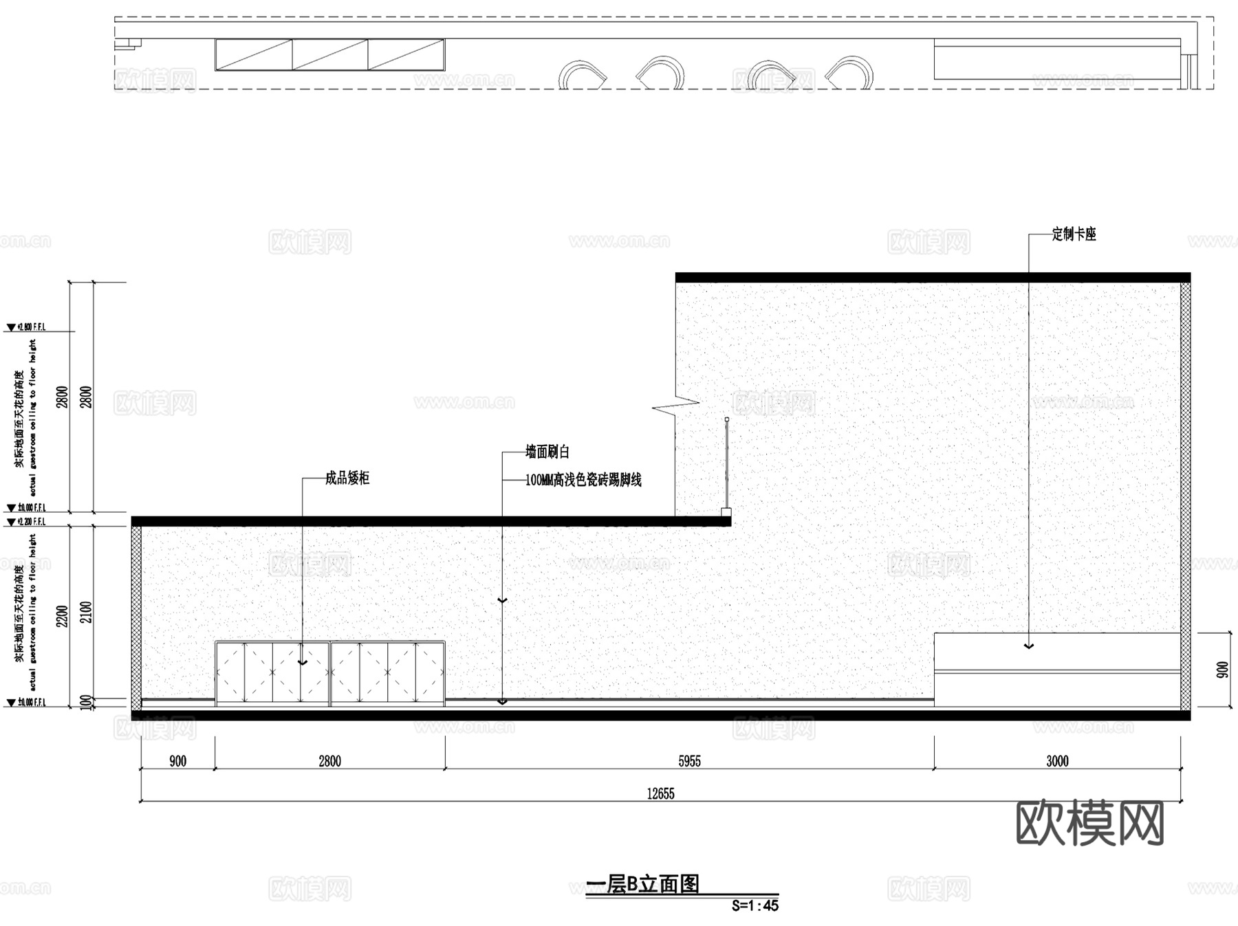 现代二层咖啡店室内工装CAD施工图整套cad施工图