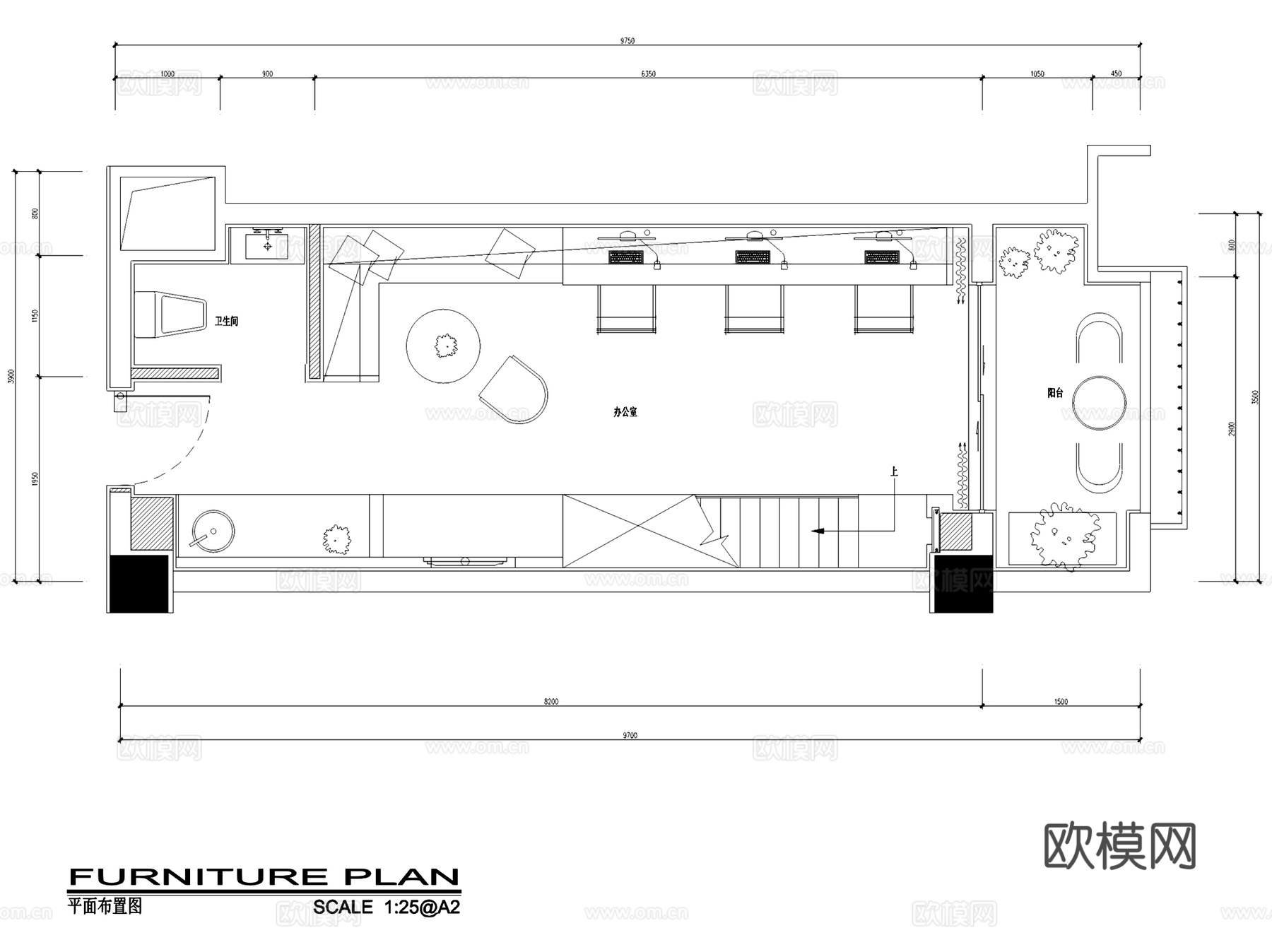 贵阳俊发LOFT样板间办公室室内工装CAD施工图整套cad施工图