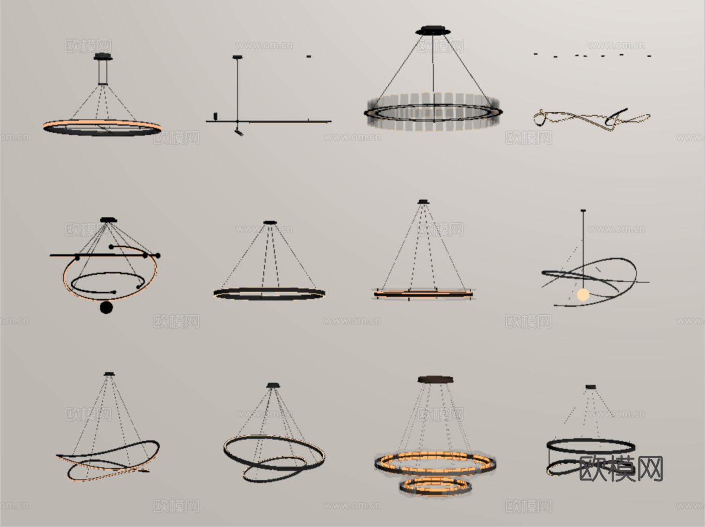 现代吊灯组合su模型