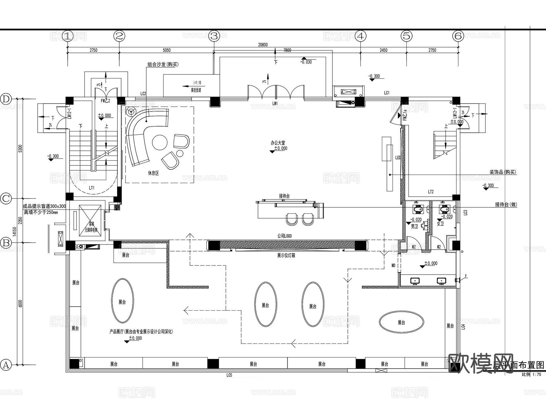 广东里水小镇智领商业广场独栋办公楼室内装饰CAD施工图整套cad施工图