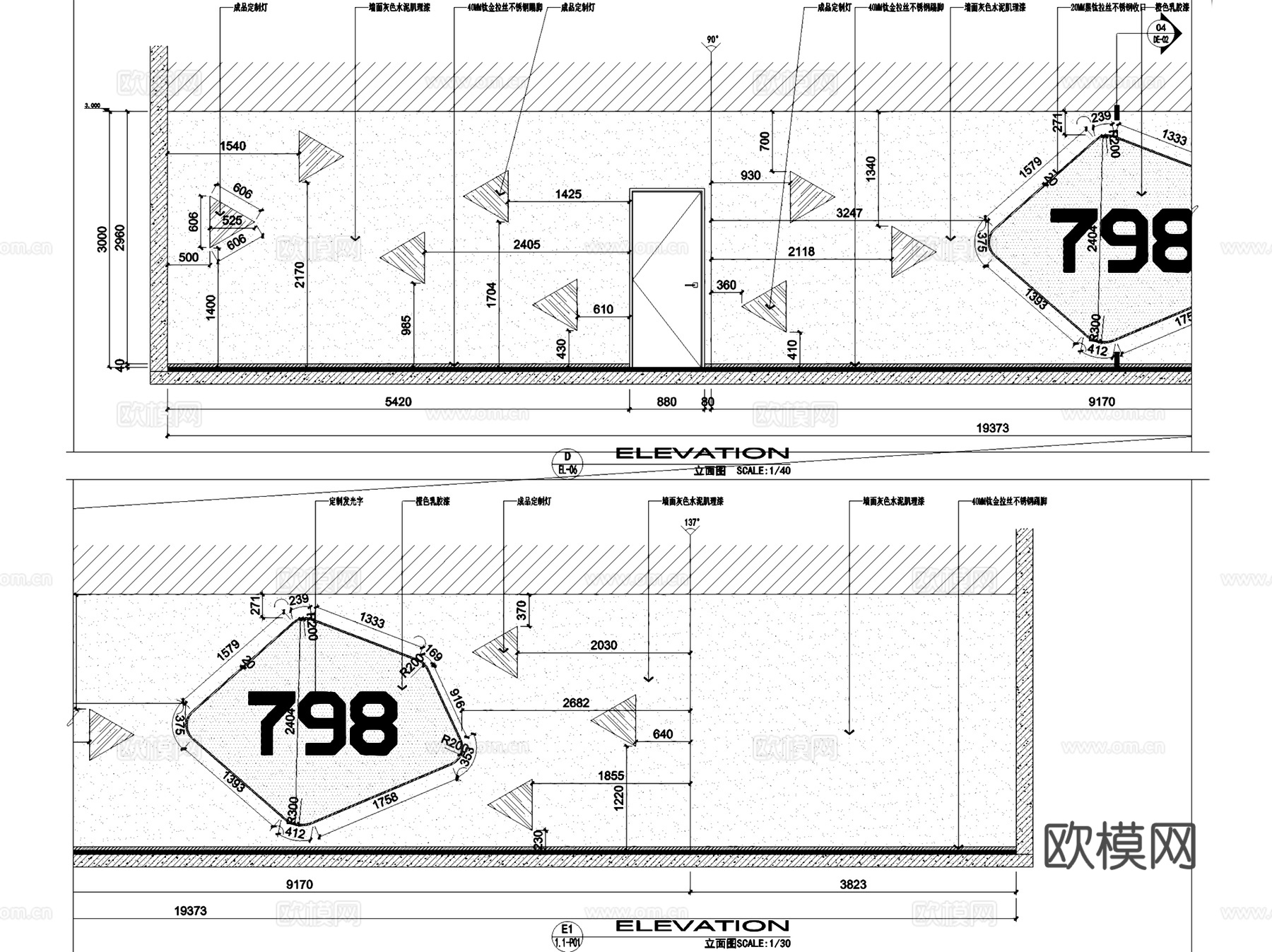 798连锁台球厅室内工装CAD施工图cad施工图