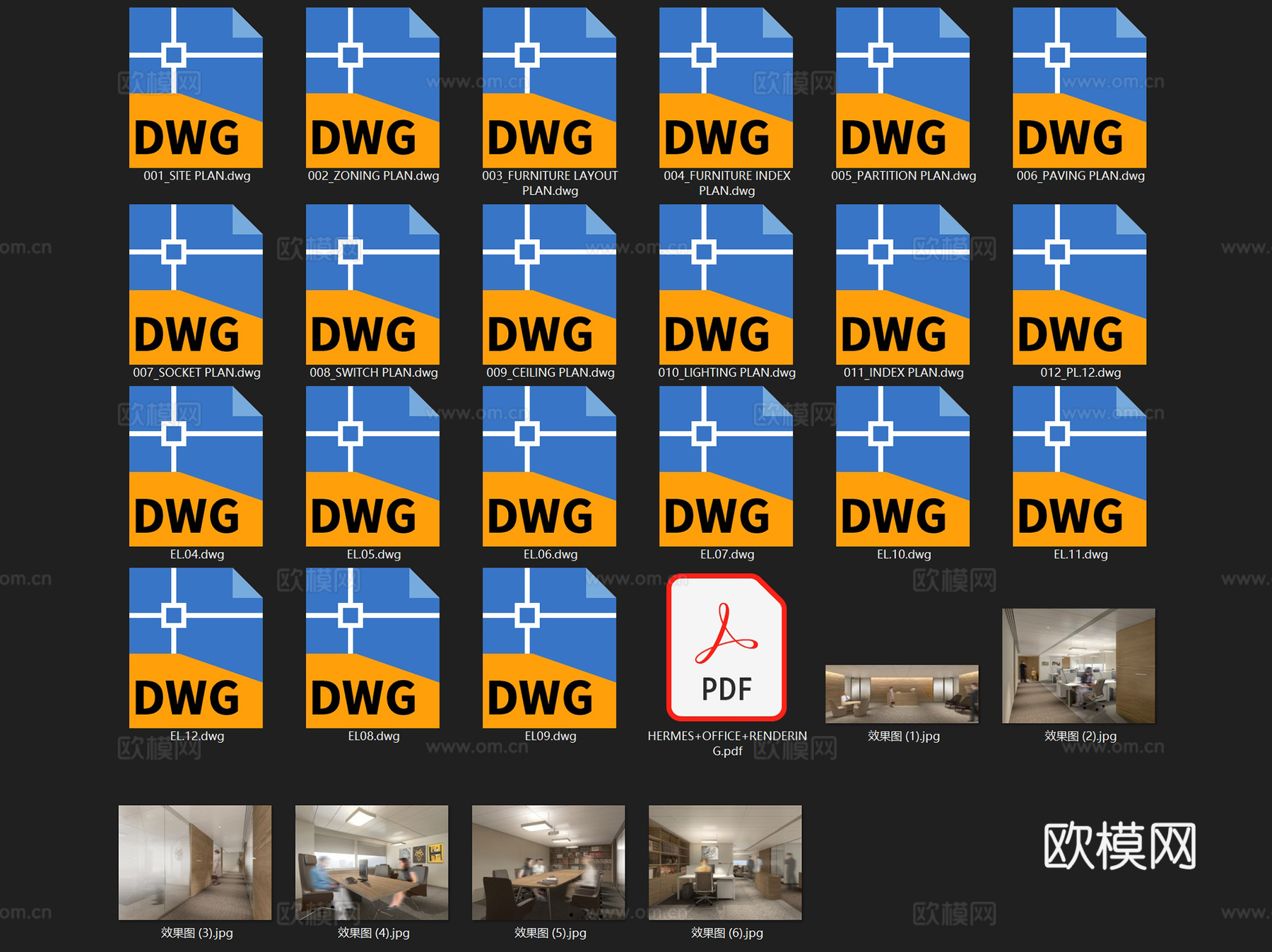爱马仕中国上海香港广场30层办公室室内工装CAD施工图cad施工图