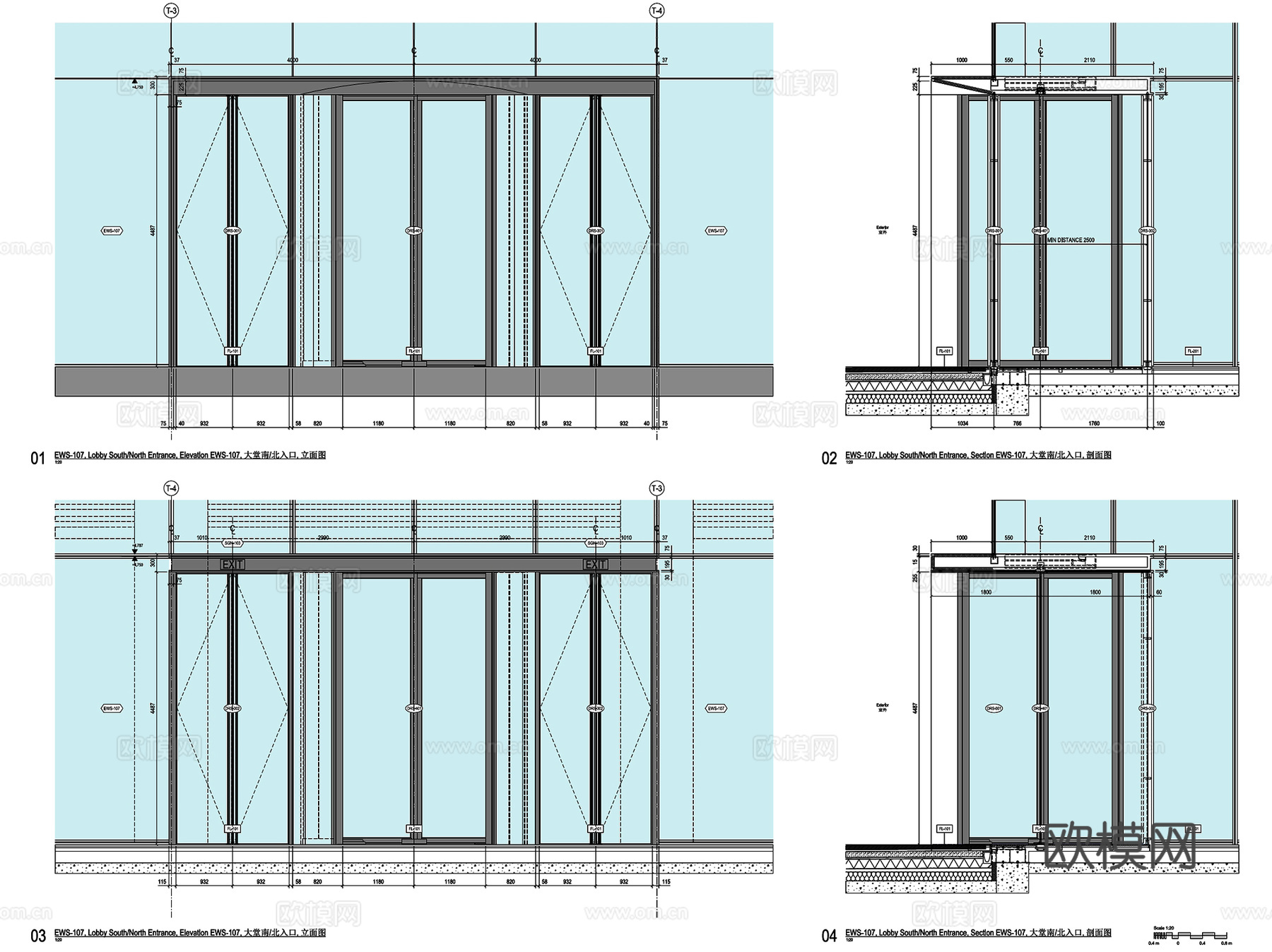 上海苏河湾华润置地办公楼大堂及电梯厅室内工装CAD施工图cad施工图