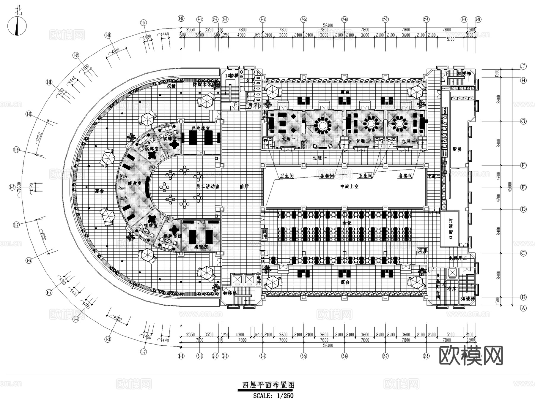 山东豪德集团写字楼办公室室内工装CAD施工图cad施工图
