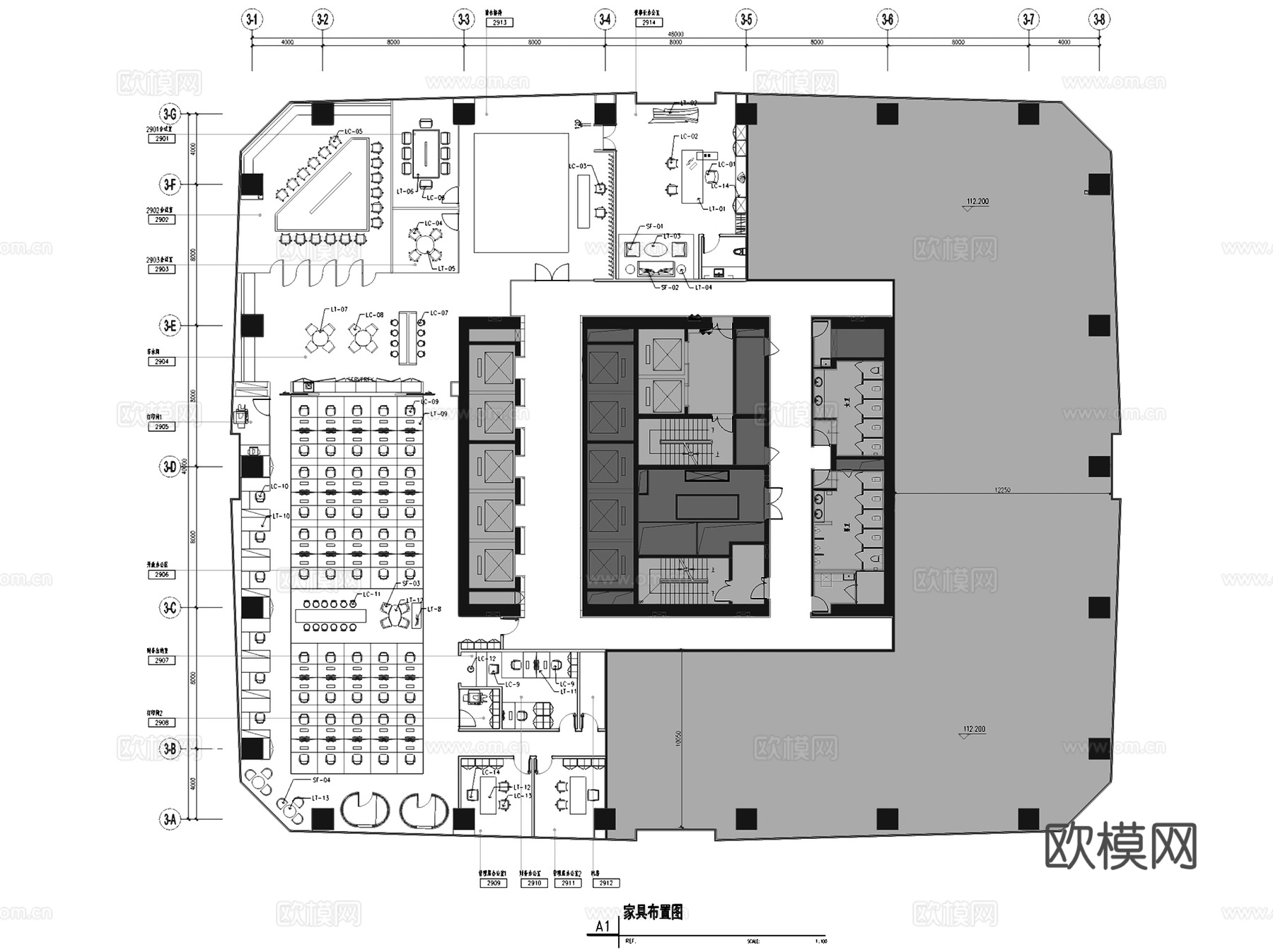合肥置地广场C座29层样板房办公室室内工装CAD施工图整套cad施工图