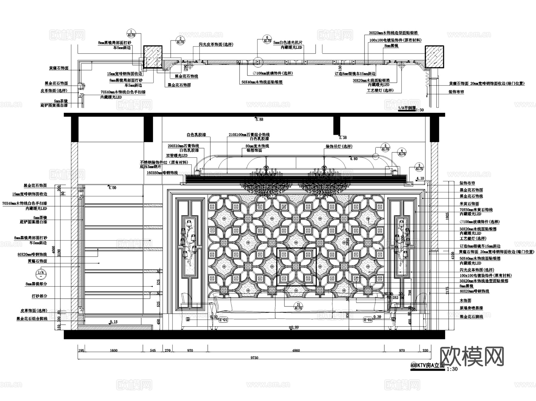 红舫国际CLUB商务会所室内工装CAD施工图整套cad施工图
