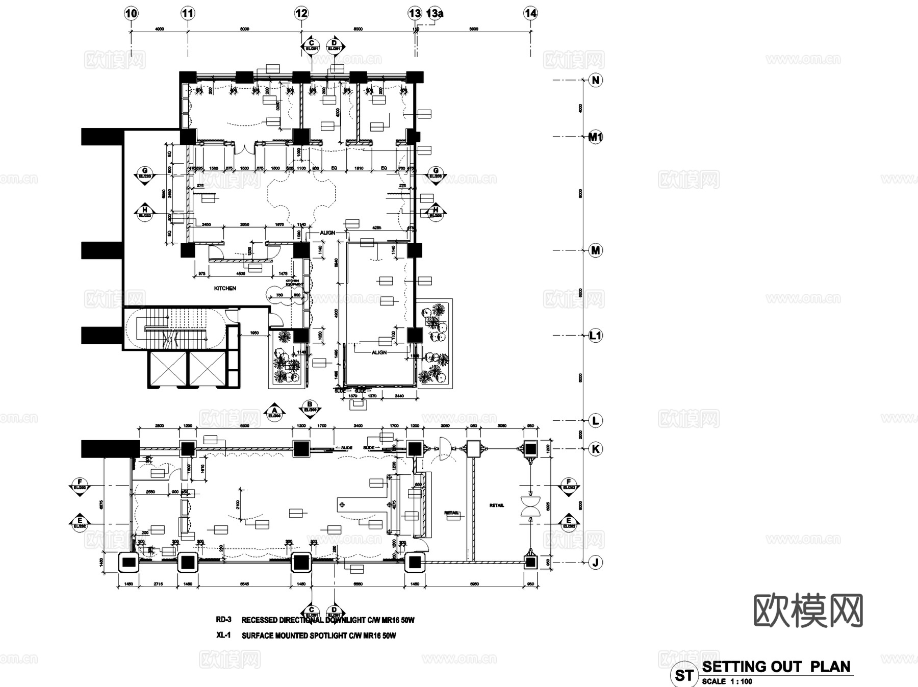 柬埔寨酒店法式餐厅及雪茄吧室内工装CAD施工图cad施工图