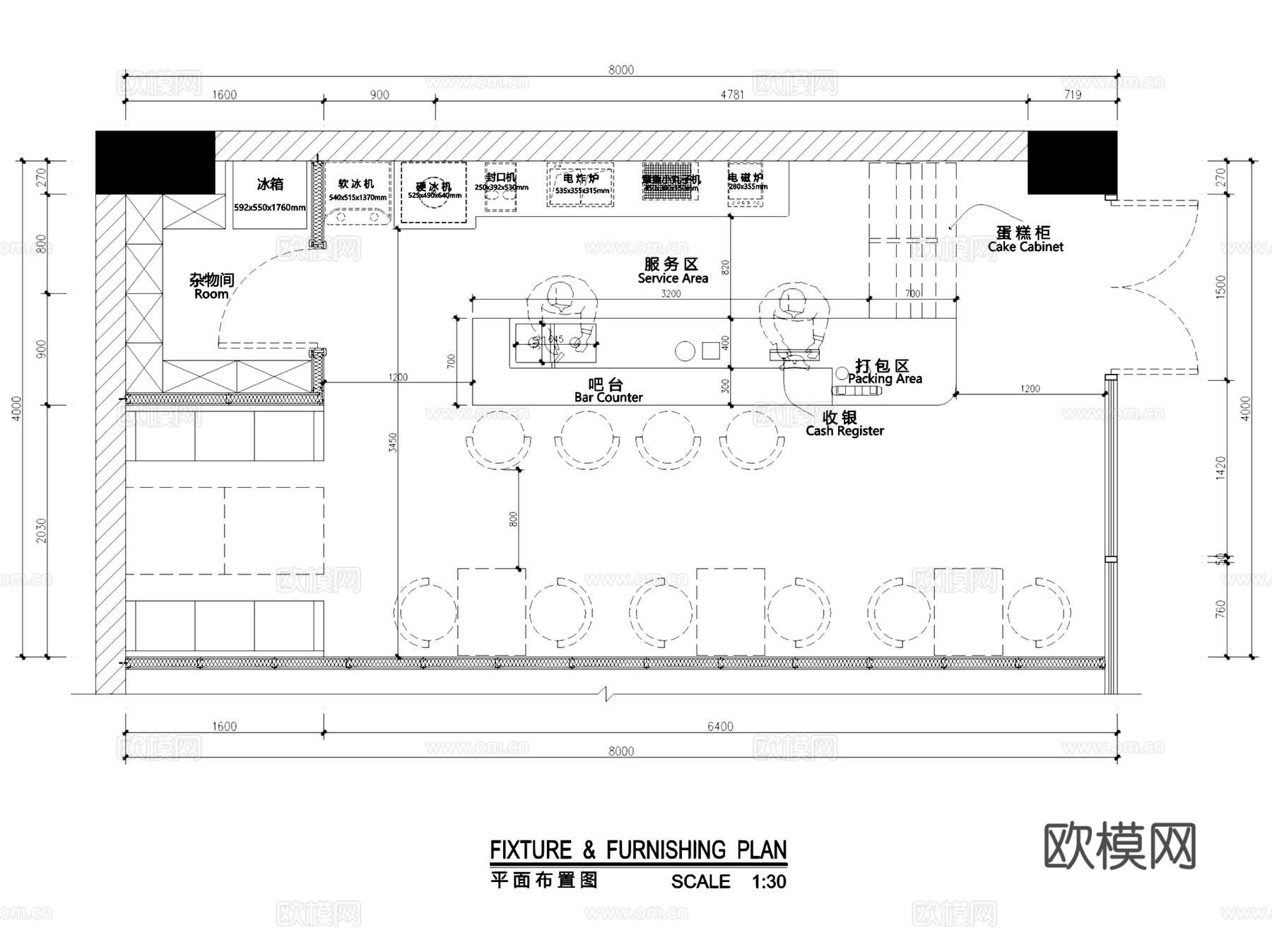 赣州万象城唯典故事冰淇淋店室内工装CAD施工图cad施工图