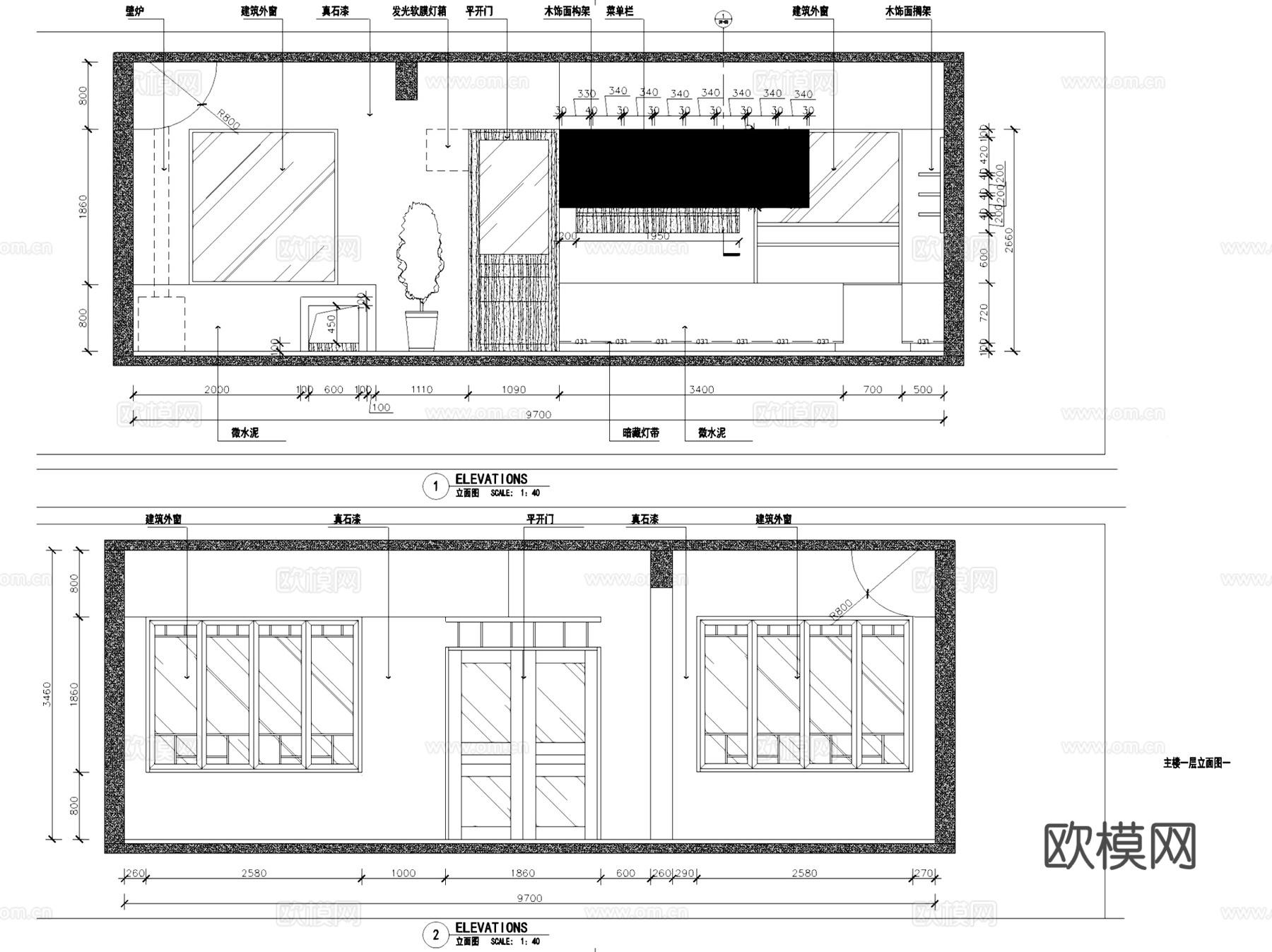 侘寂风树与小屋户外休闲会所室内工装CAD施工图整套cad施工图