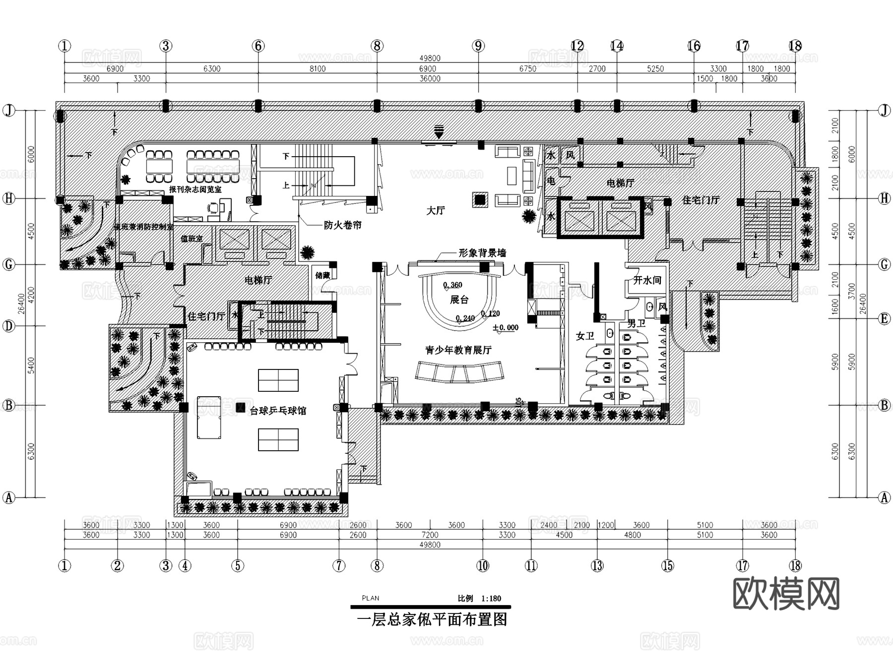 水果湖社区青少年活动中心室内工装CAD施工图cad施工图