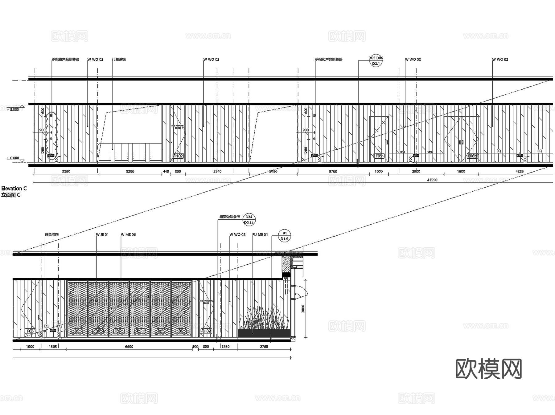 戴姆勒中国研发中心办公楼室内工装CAD施工图整套+文本cad施工图