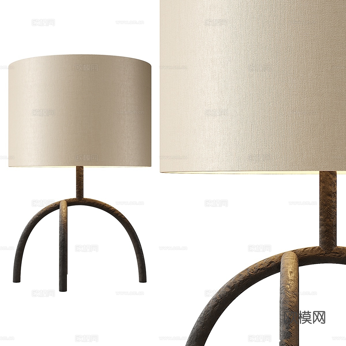 Zara Home - 天鹅绒灯罩台灯3d模型下载