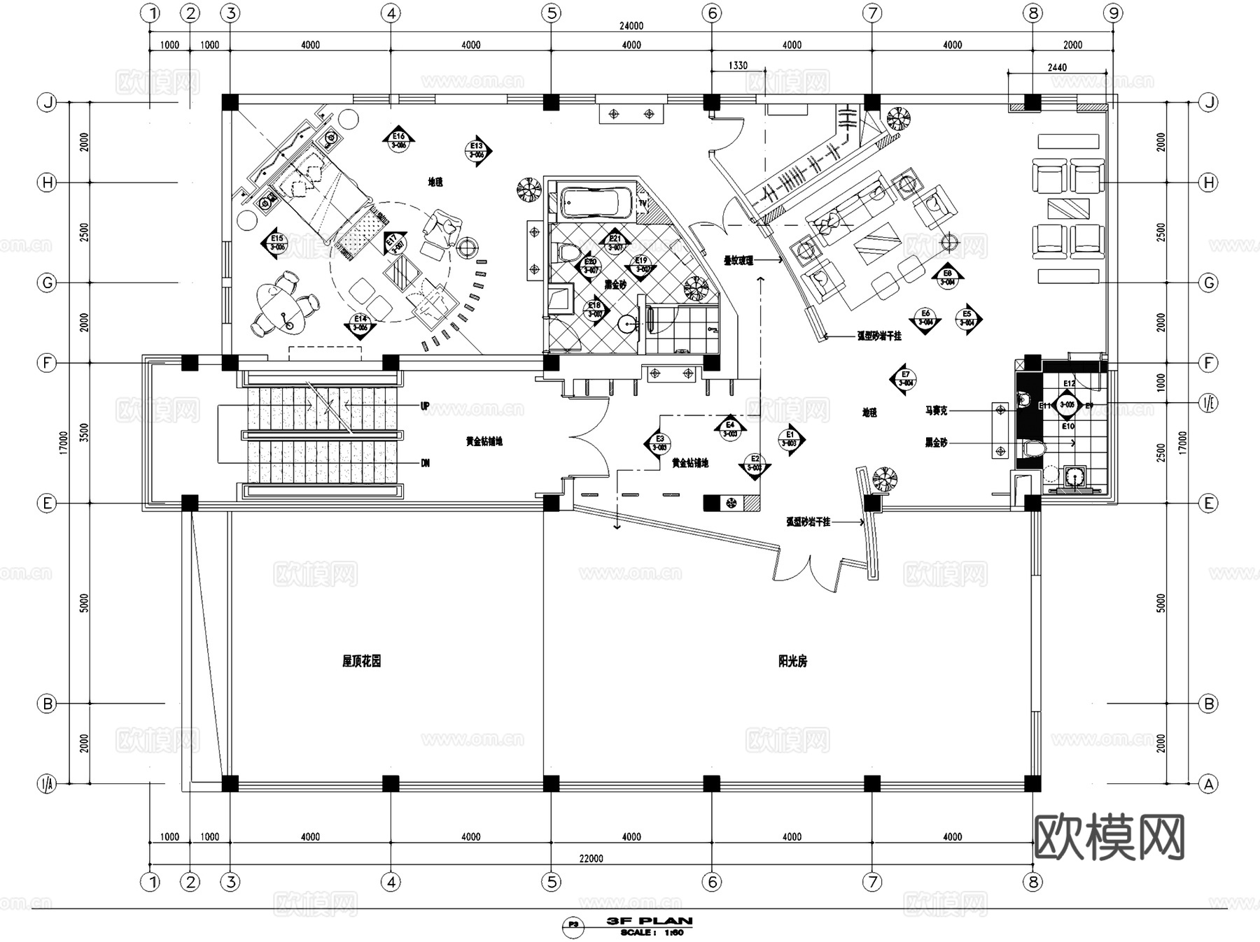 中式公司董事楼办公室室内工装CAD施工图整套cad施工图