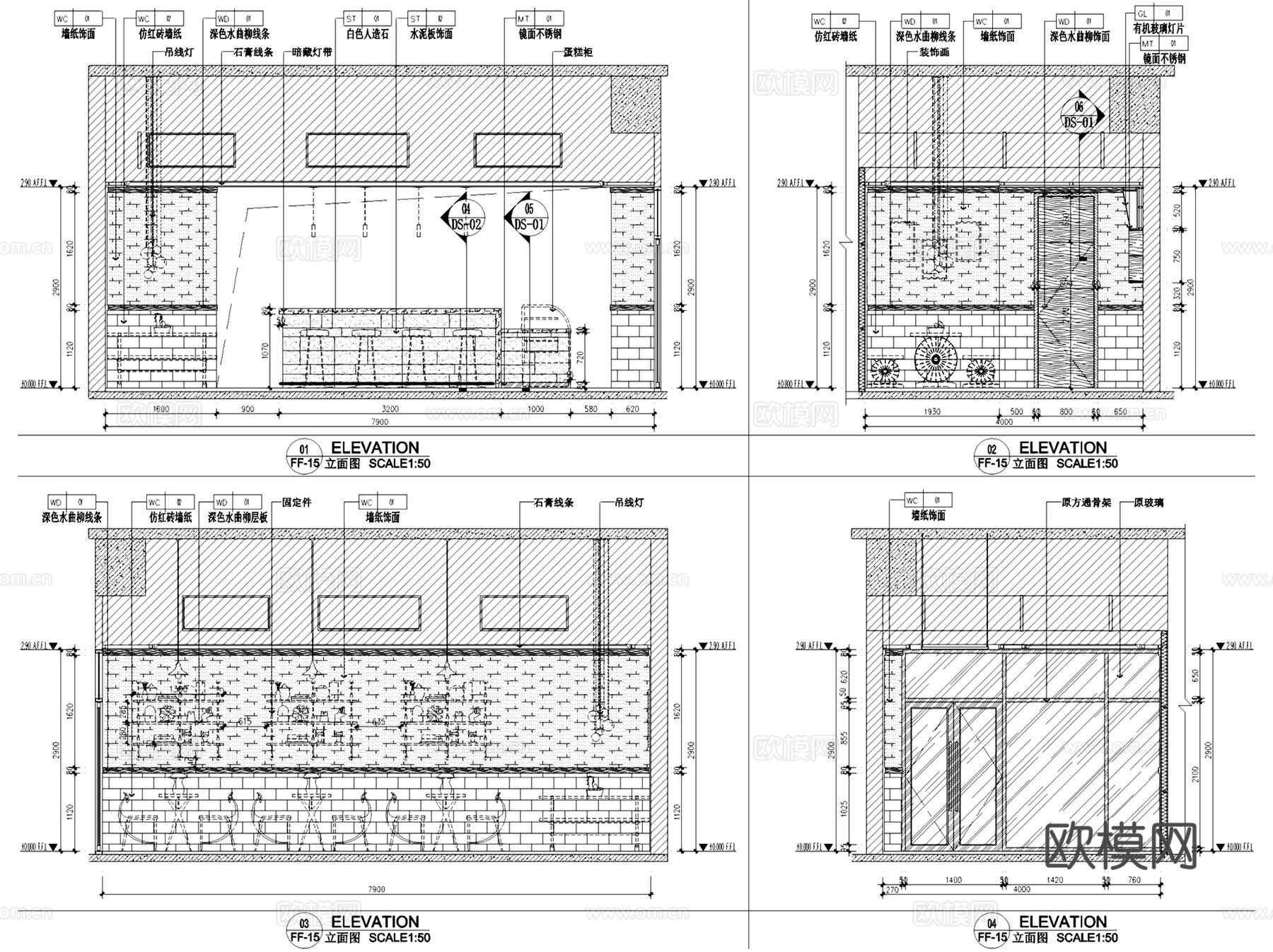 赣州万象城唯典故事冰淇淋店室内工装CAD施工图cad施工图