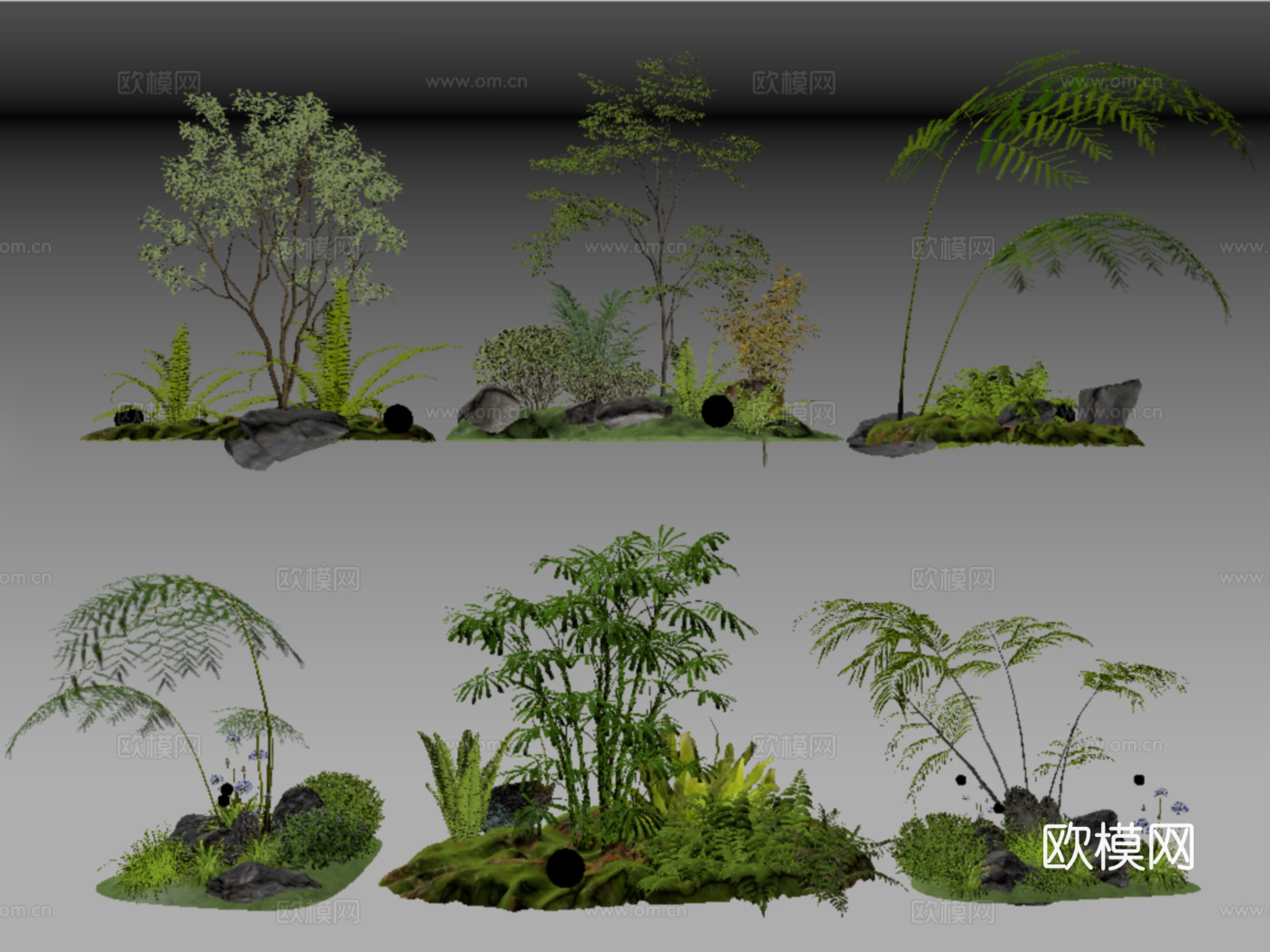 现代庭院景观小品 植物组合 景观造景su模型