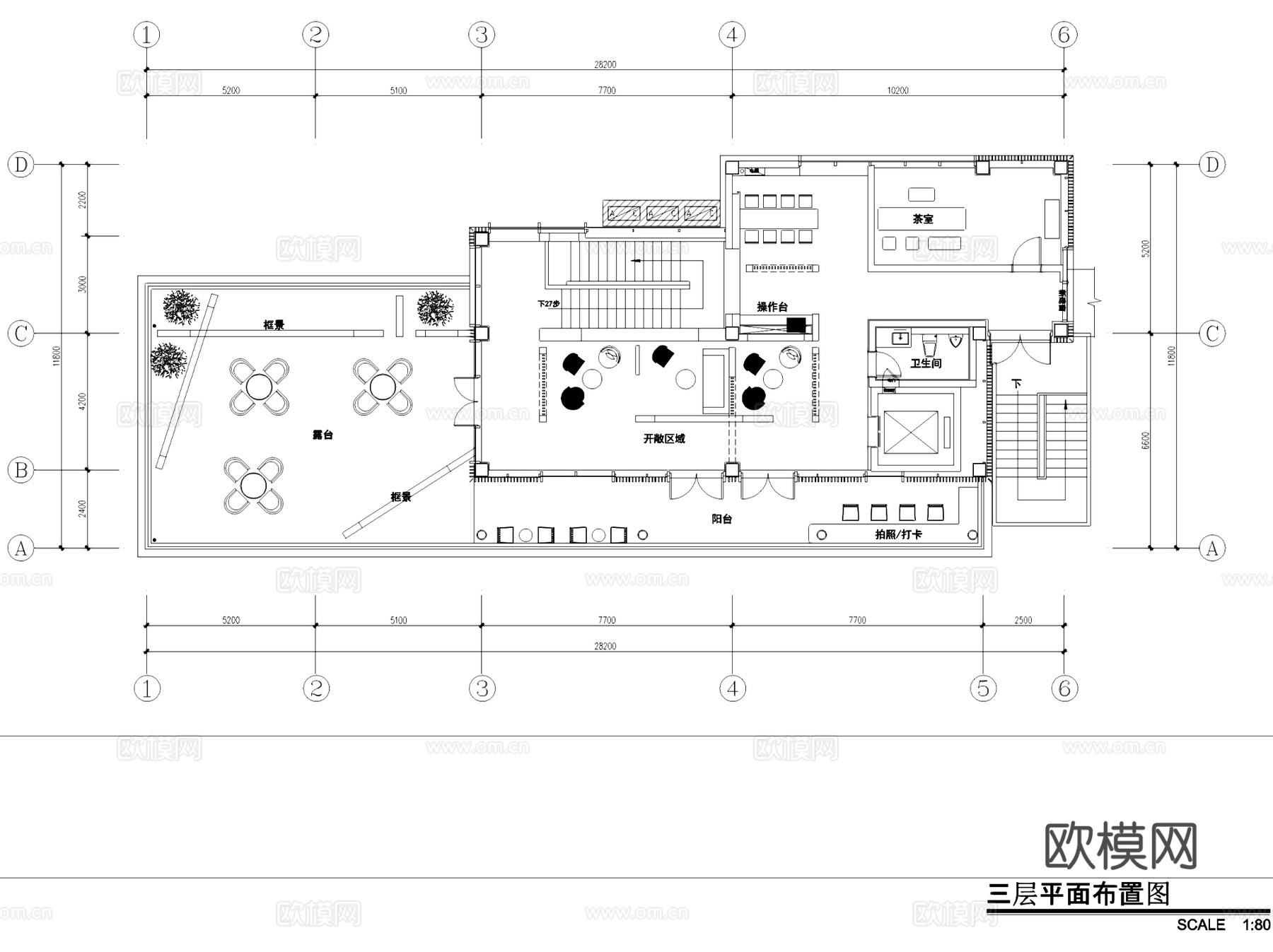 重庆大益茶龙门浩体验馆茶室室内工装CAD施工图整套cad施工图