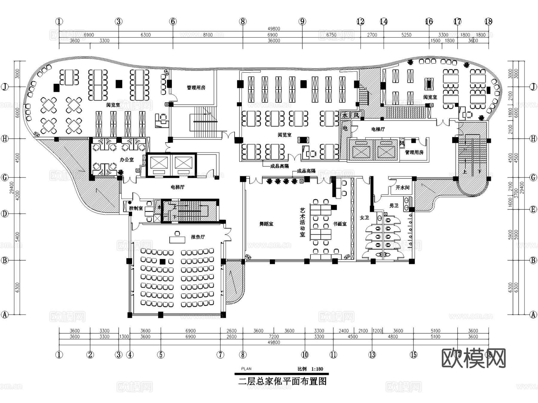 水果湖社区青少年活动中心室内工装CAD施工图cad施工图