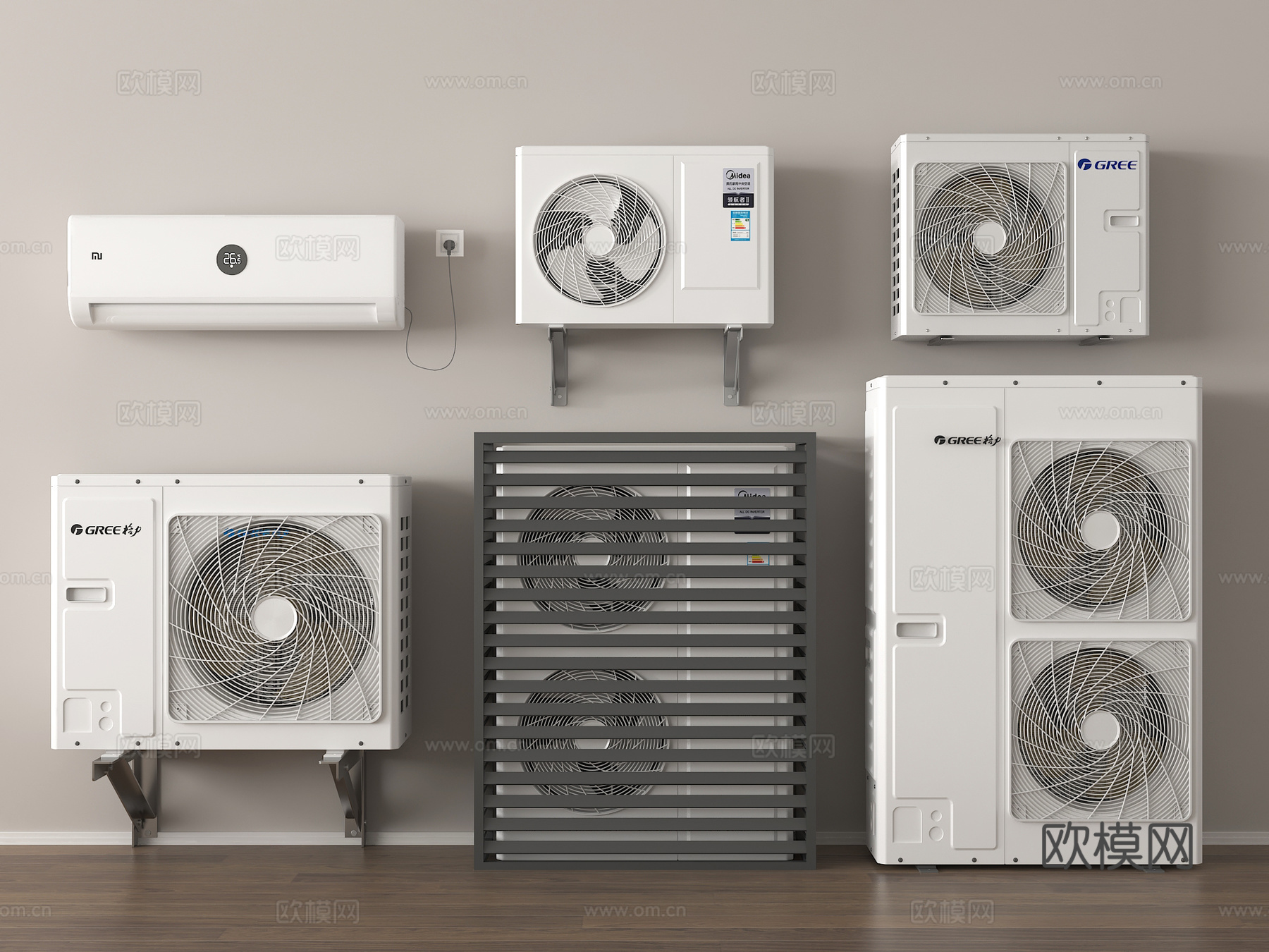 现代空调外机 中央空调外机 外机保护罩 壁挂空调3d模型