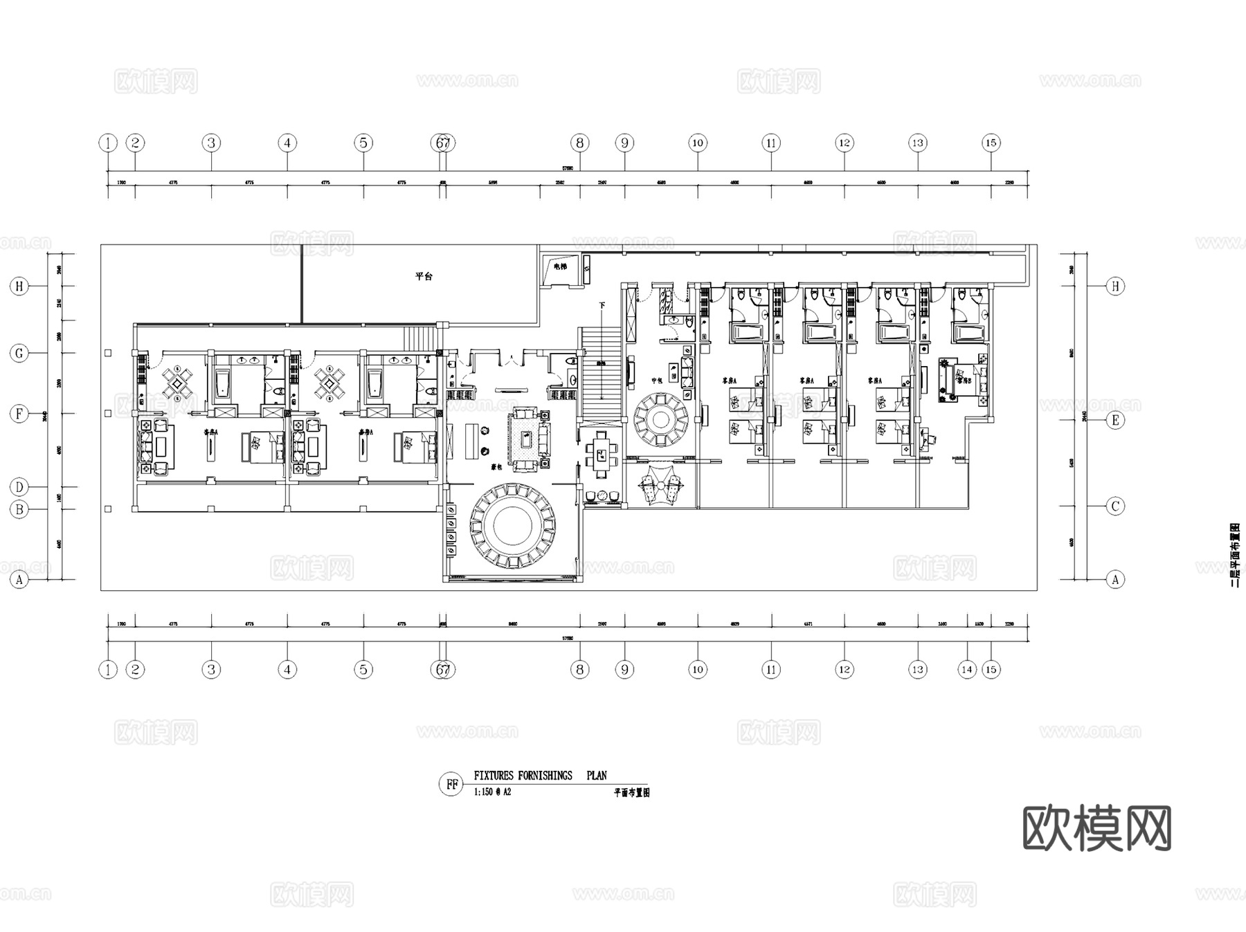 二层新中式茶楼茶室会所室内工装CAD施工图整套cad施工图