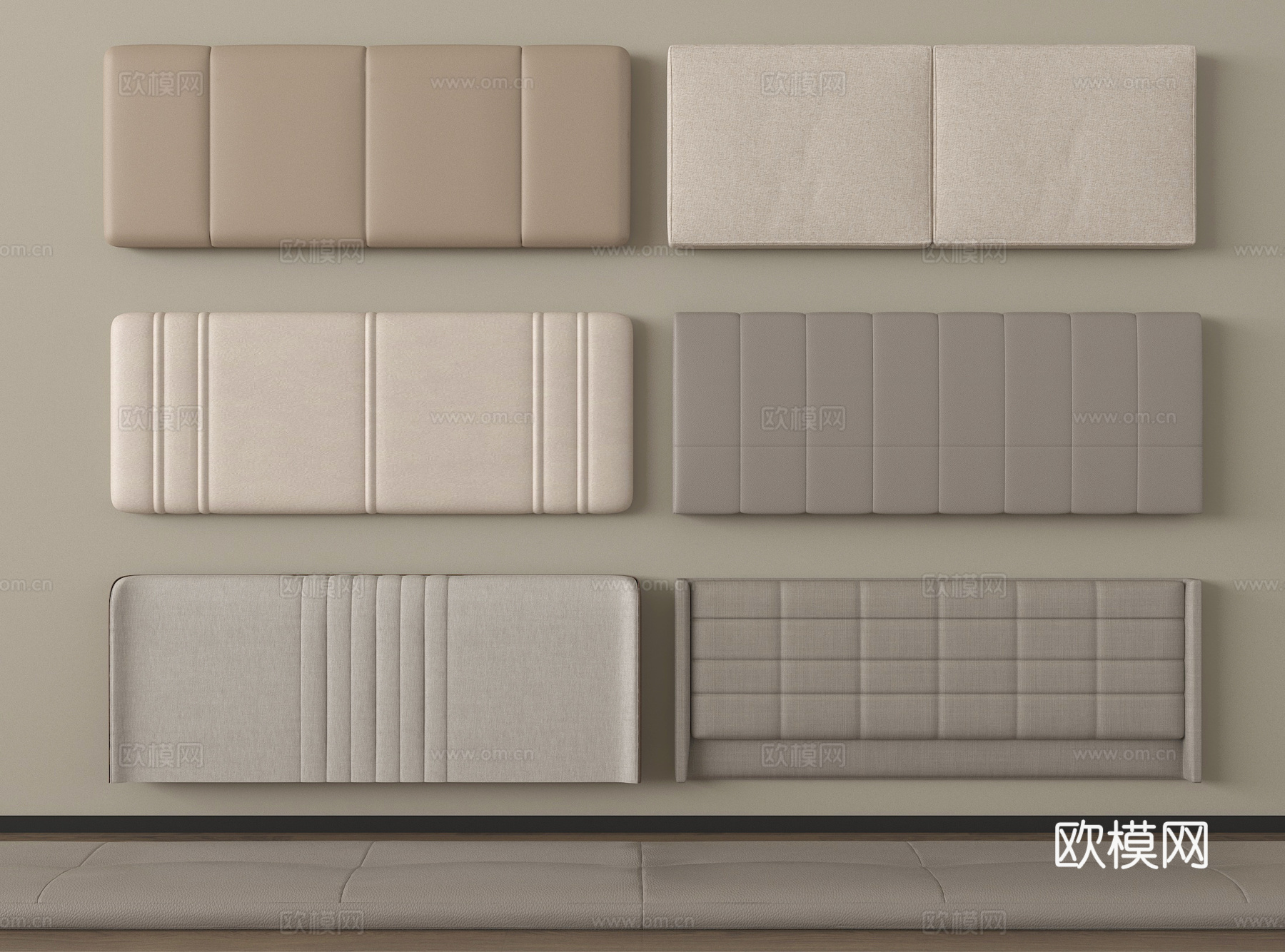 现代床靠背 床品 床头su模型