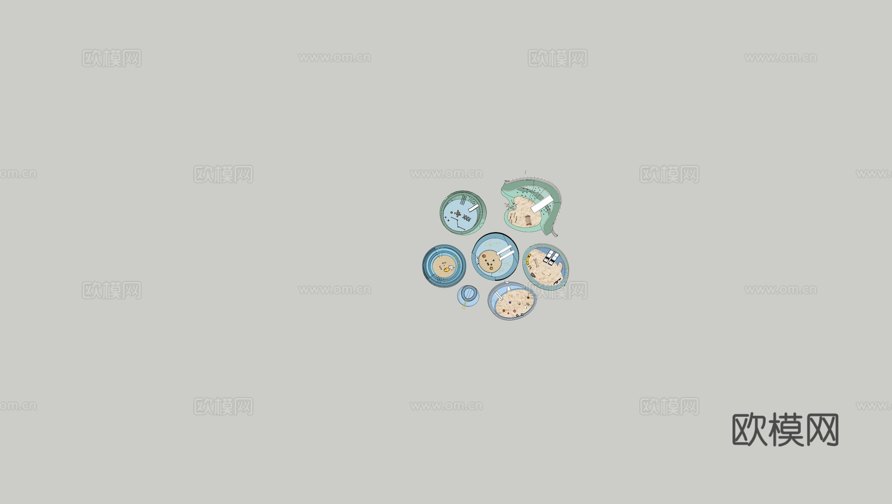 儿童游乐景观 沙地沙坑游乐区域 景观公园口袋公园 滑梯素质拓su模型