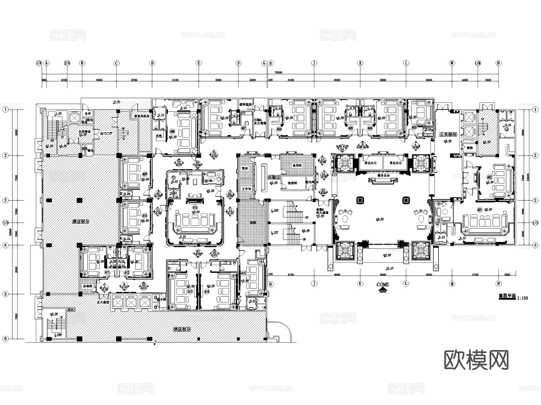 红舫国际CLUB商务会所室内工装CAD施工图整套cad施工图