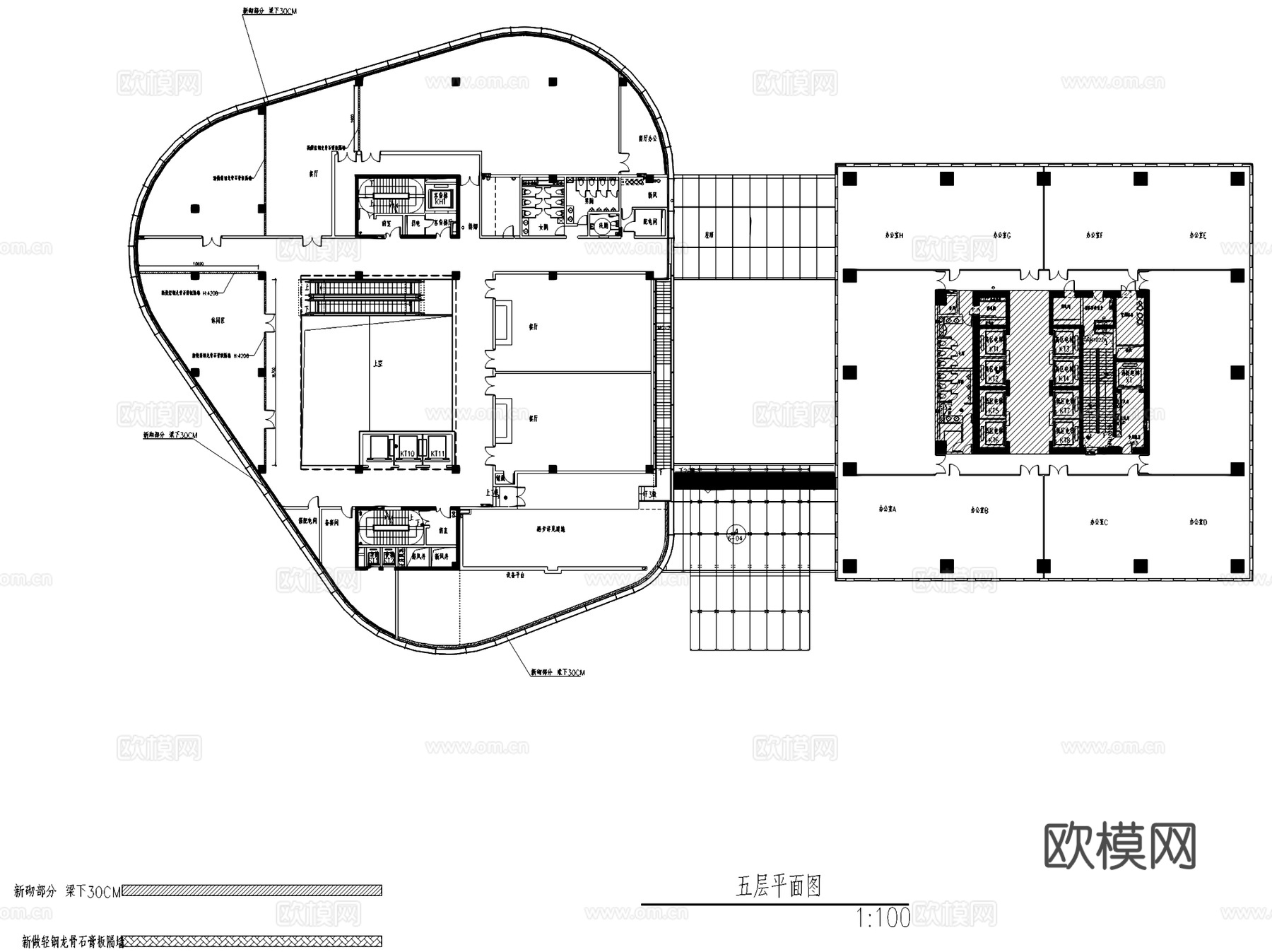 上海葛洲坝大厦办公室室内工装CAD施工图cad施工图