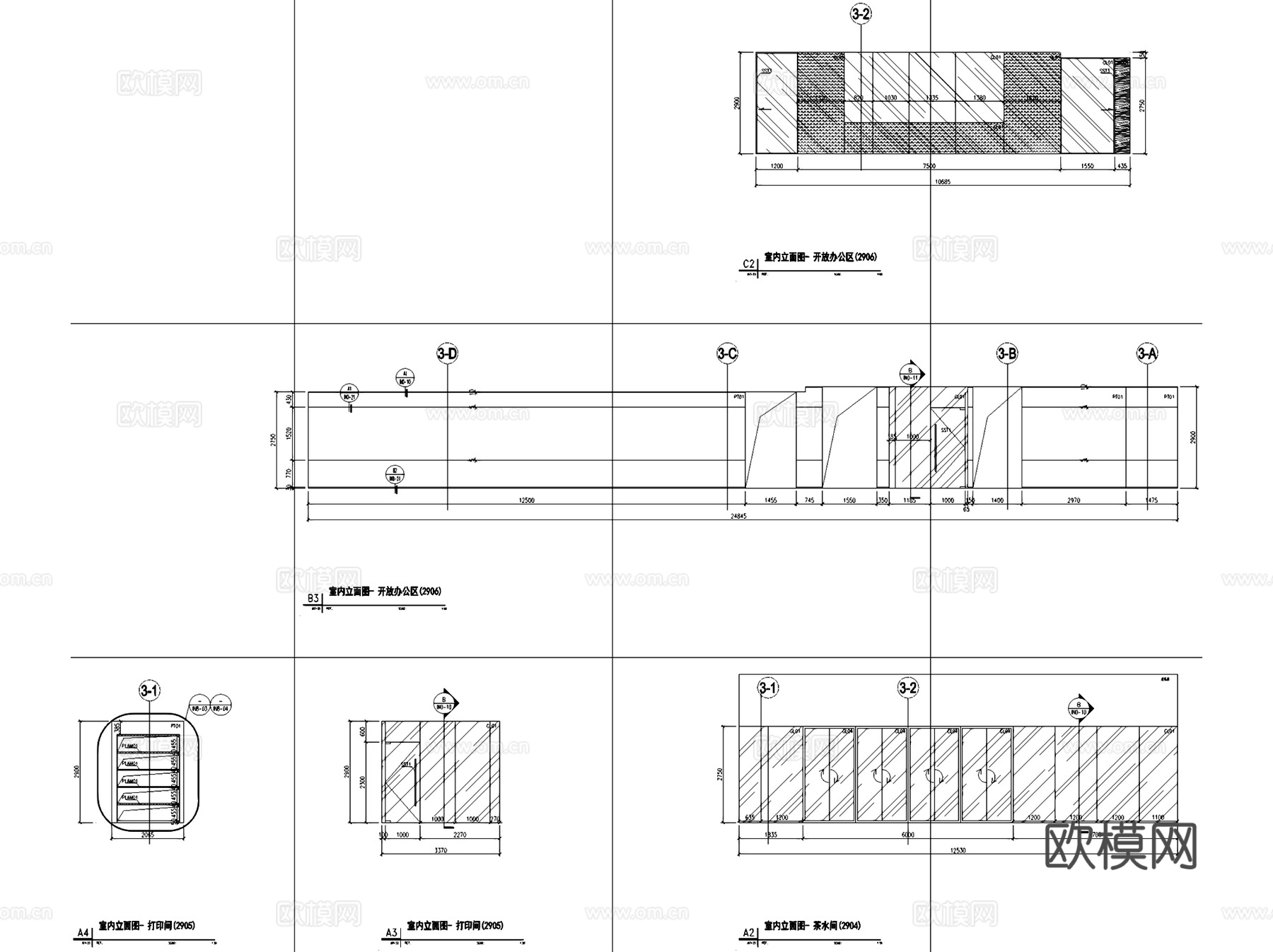 合肥置地广场C座29层样板房办公室室内工装CAD施工图整套cad施工图