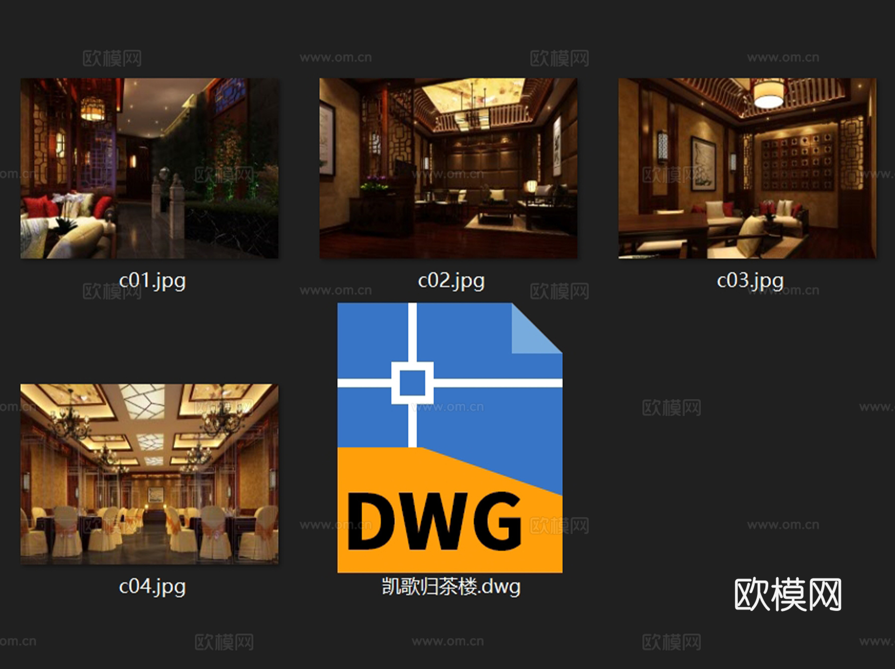 凯歌归茶楼茶室会所室内工装CAD施工图整套cad施工图