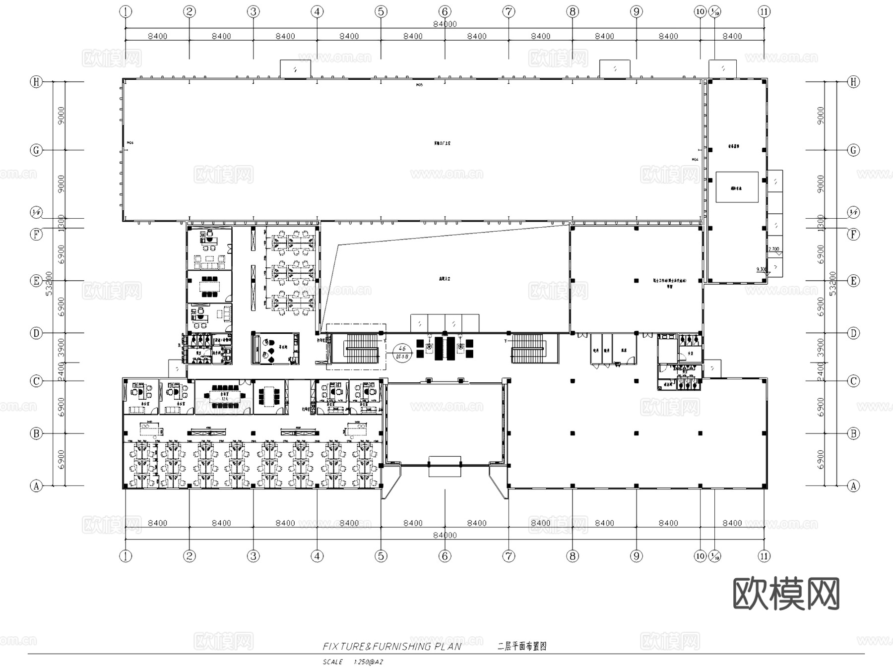 中民筑友长沙产业园1#实验工厂办公室室内工装CAD施工图cad施工图