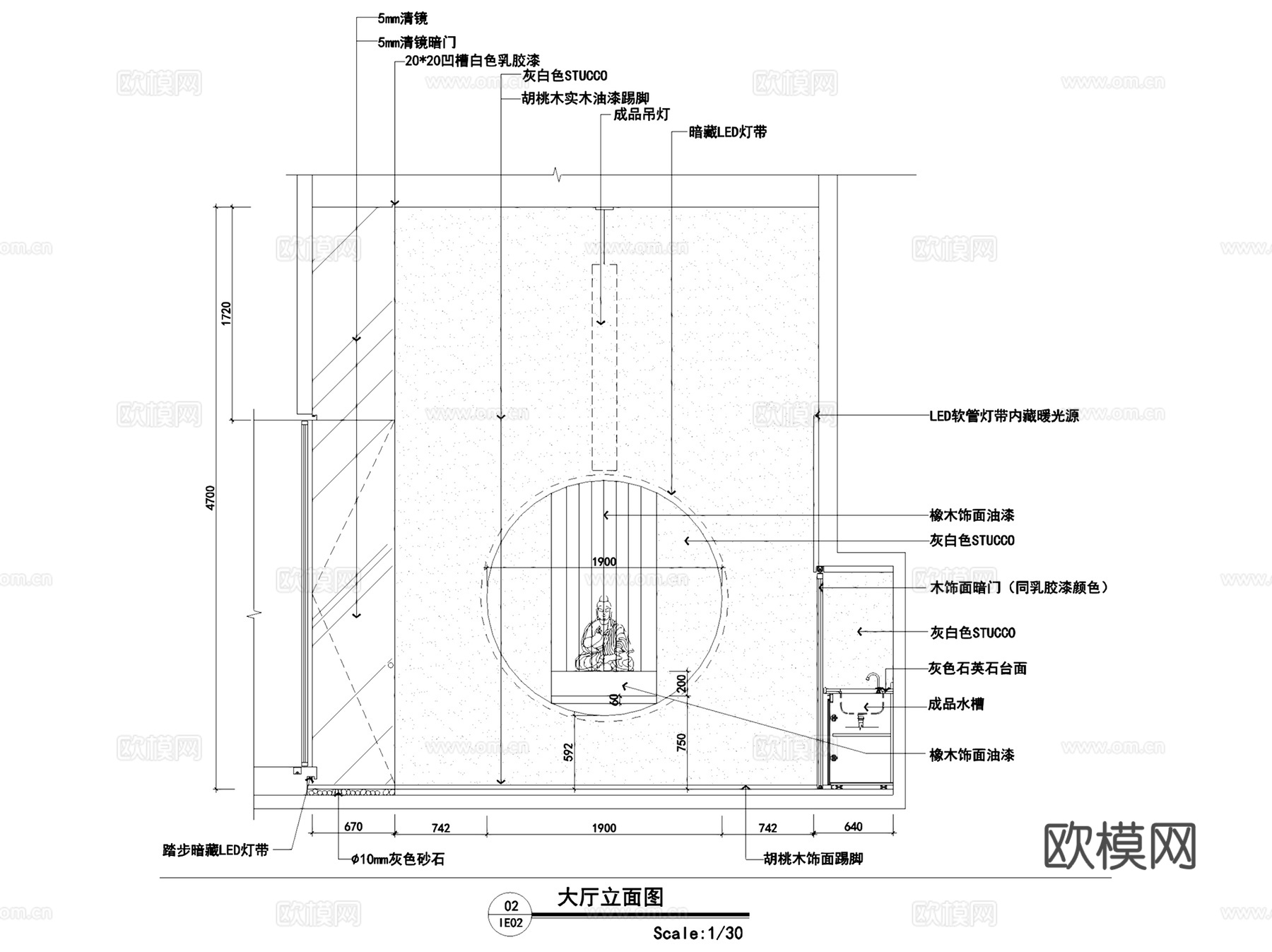 泊轩茗印新中式单层茶室会所室内工装CAD施工图cad施工图