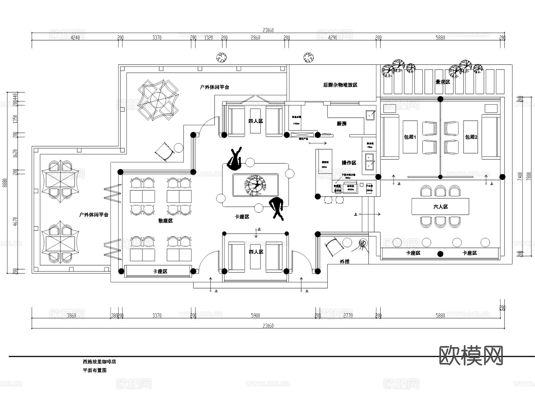 绍兴西施故里新中式咖啡店室内工装CAD施工图整套cad施工图