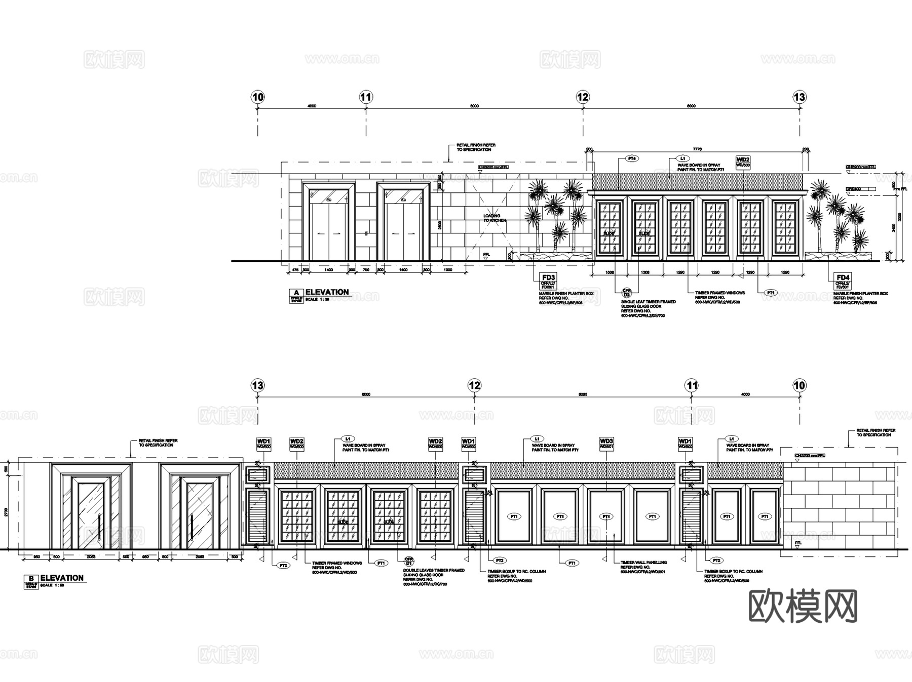 柬埔寨酒店法式餐厅及雪茄吧室内工装CAD施工图cad施工图