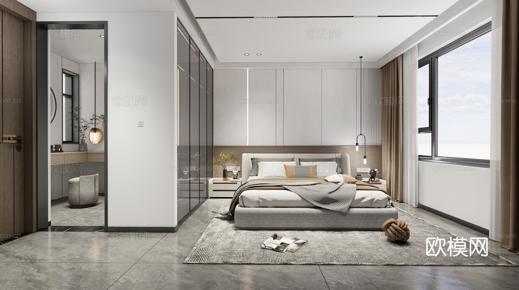 现代卧室  卧室  衣帽间su模型