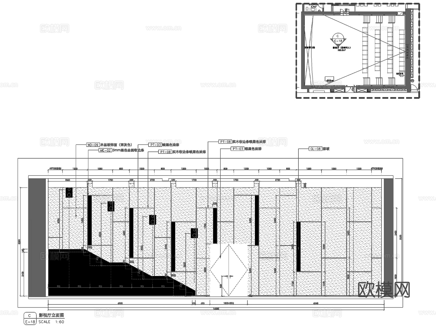 华谊兄弟电影公司二层办公室室内工装CAD施工图整套cad施工图