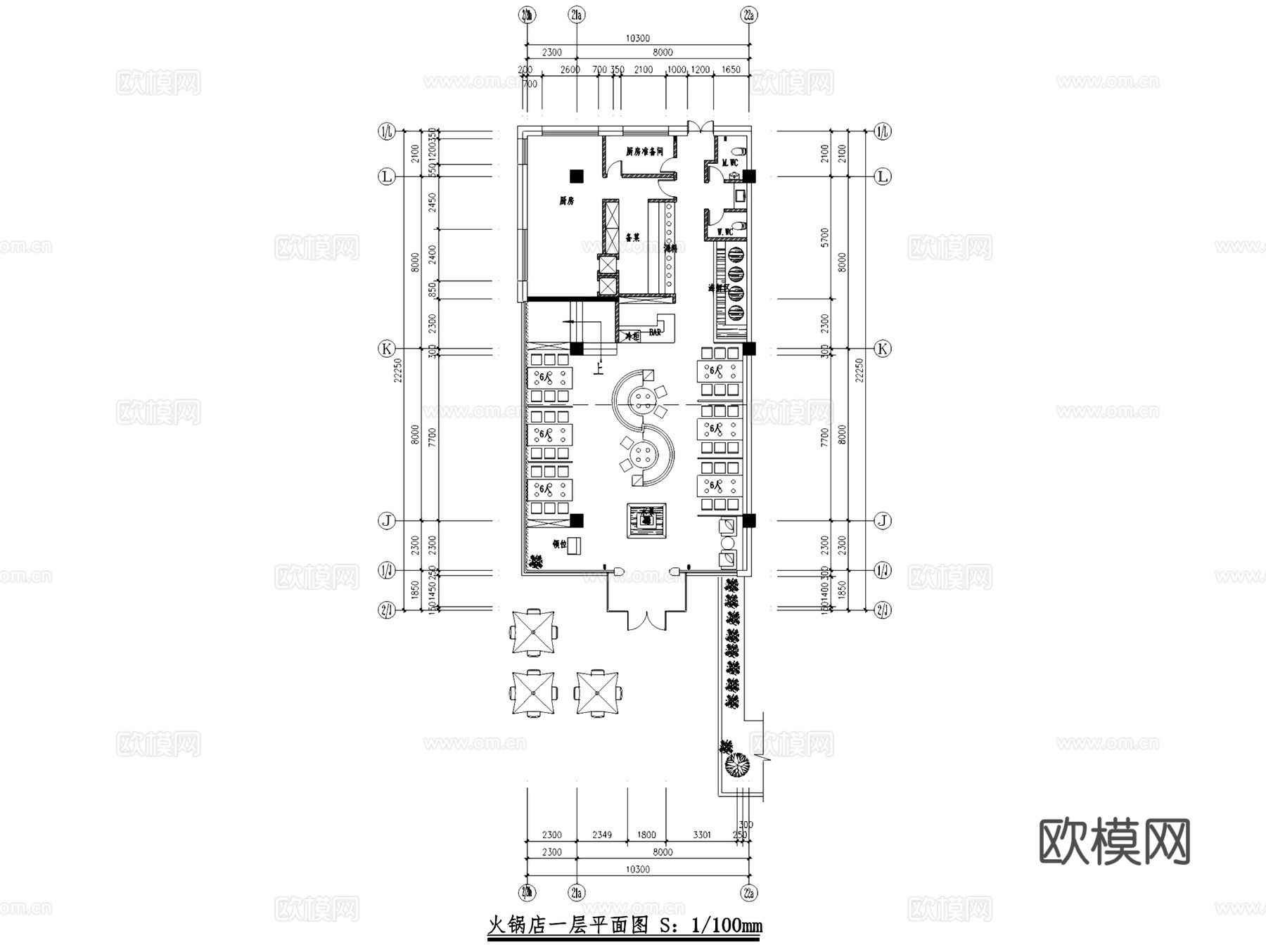 常熟虞山天地火锅店餐厅室内工装CAD施工图整套cad施工图