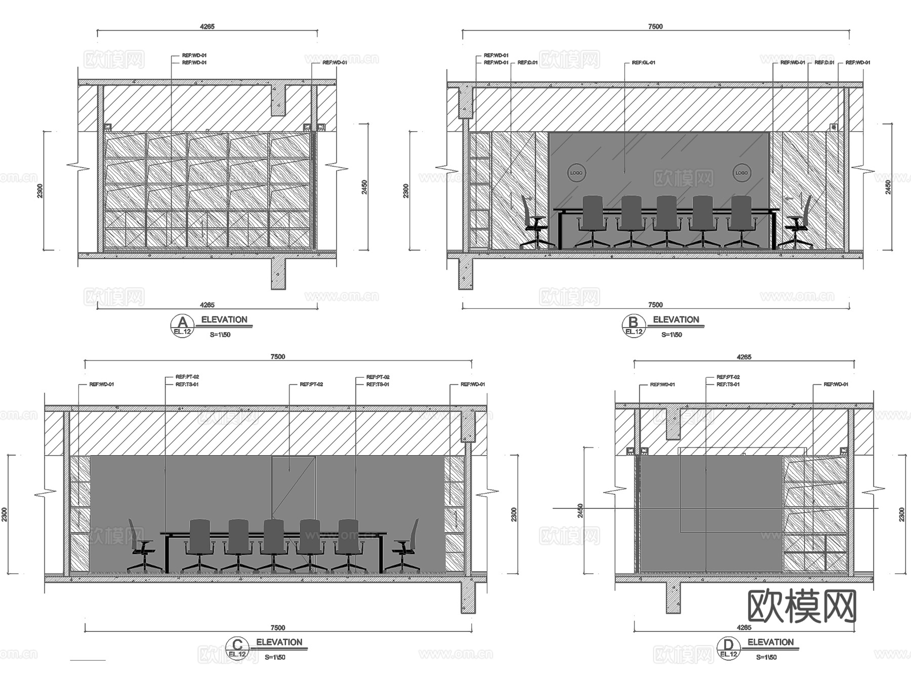 爱马仕中国上海香港广场30层办公室室内工装CAD施工图cad施工图