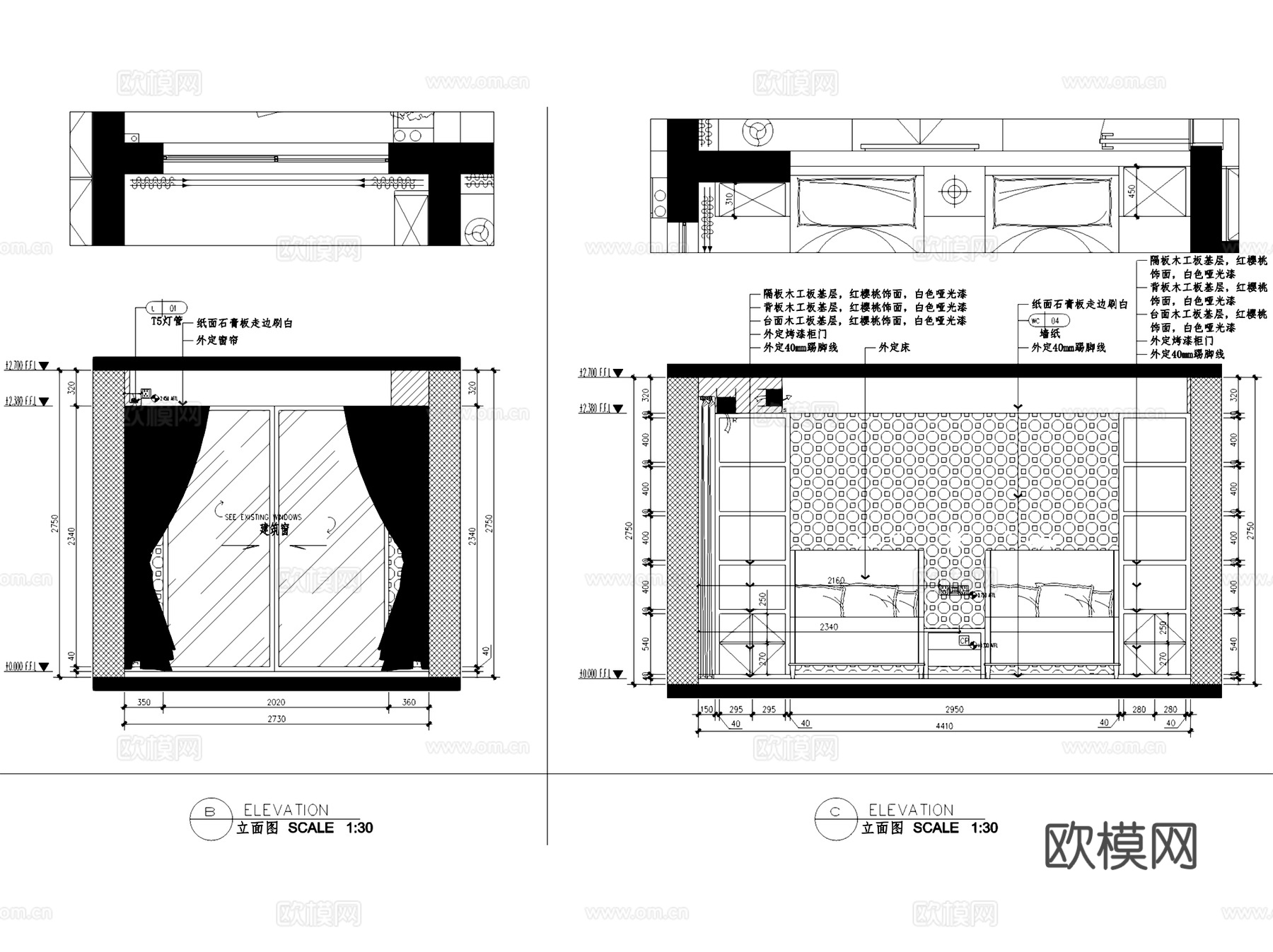 杭州白金海岸10-3-401无主灯室内家装CAD施工图整套cad施工图