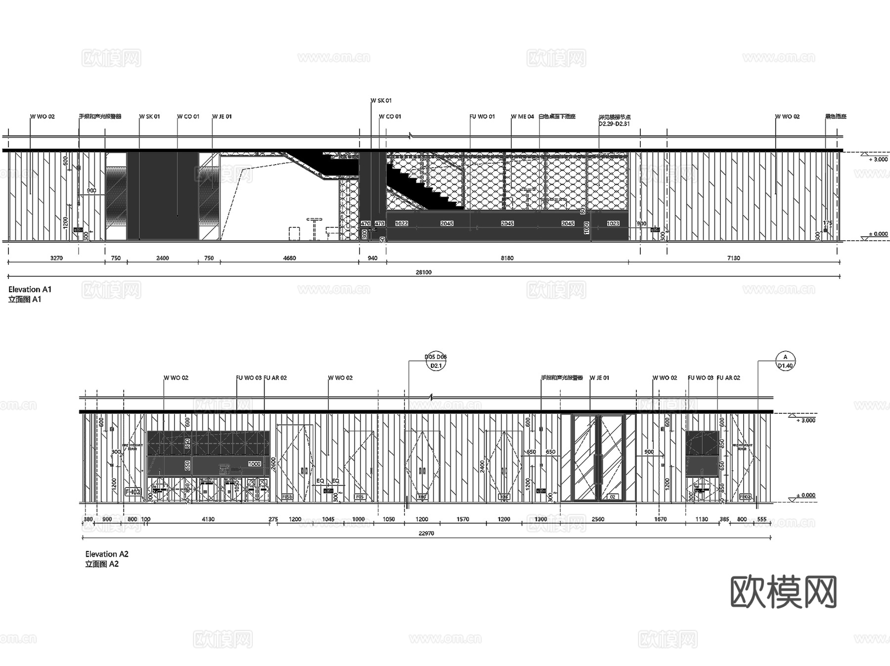 戴姆勒中国研发中心办公楼室内工装CAD施工图整套+文本cad施工图