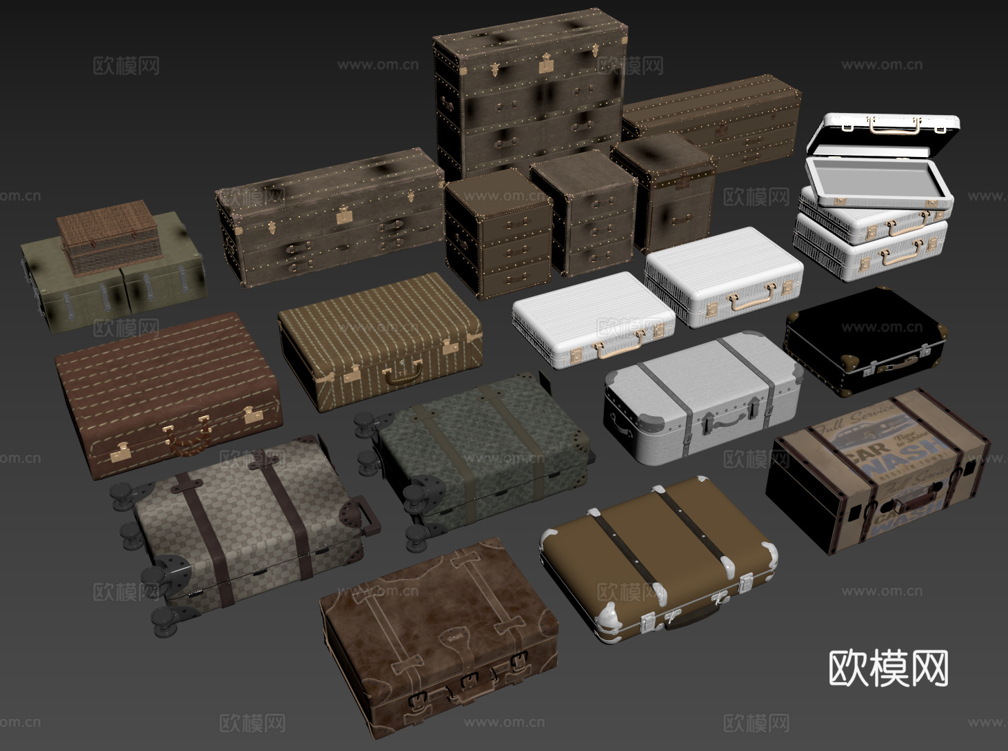 现代行李箱 拉杆箱 箱包 旅行箱 密码箱su模型