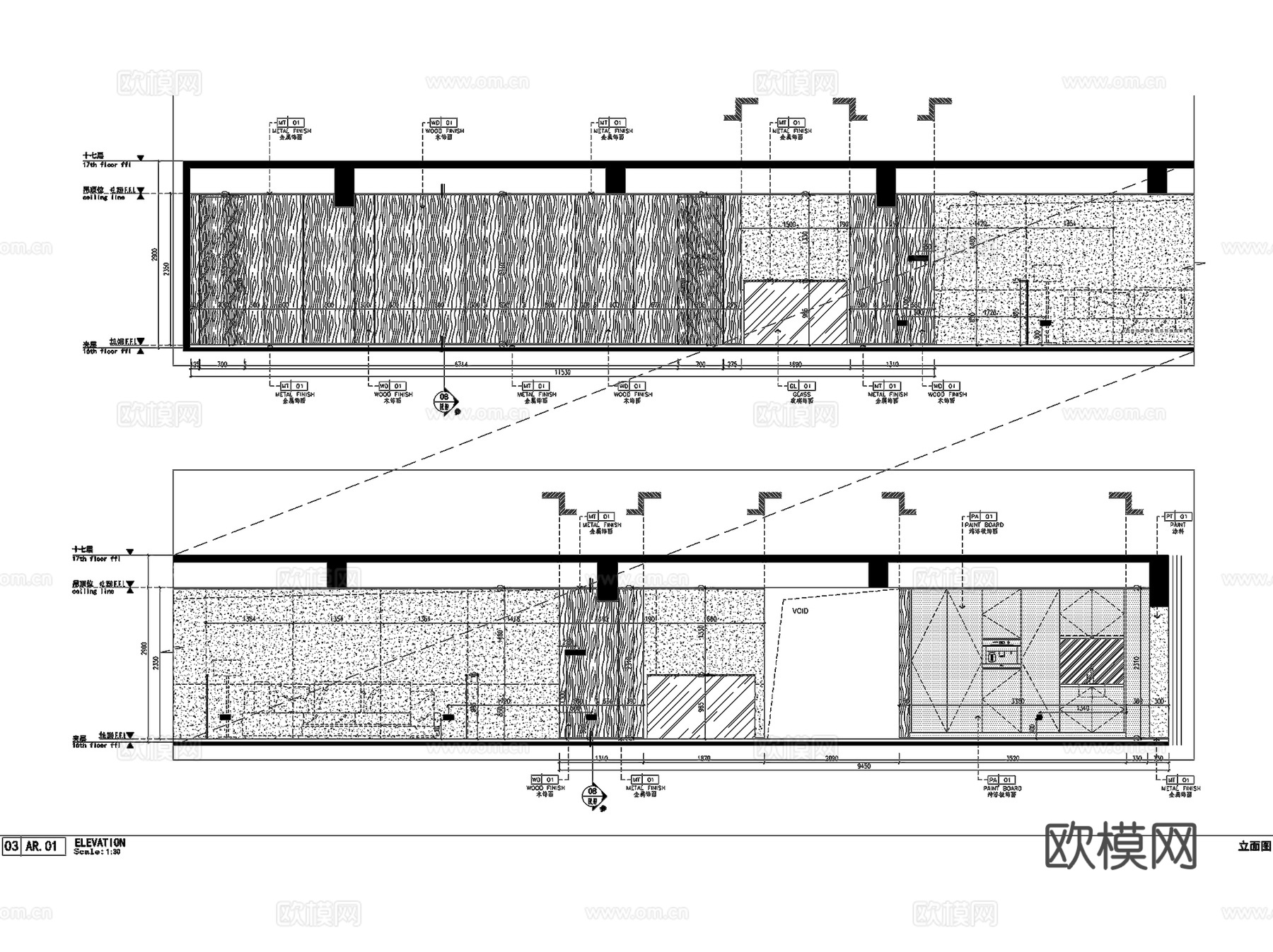深圳恒荣立方中心16层办公室室内工装CAD施工图整套cad施工图