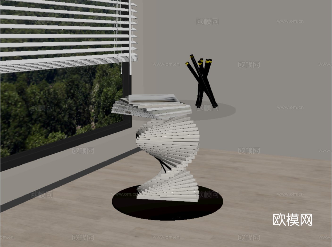 现代边几 玻璃su模型