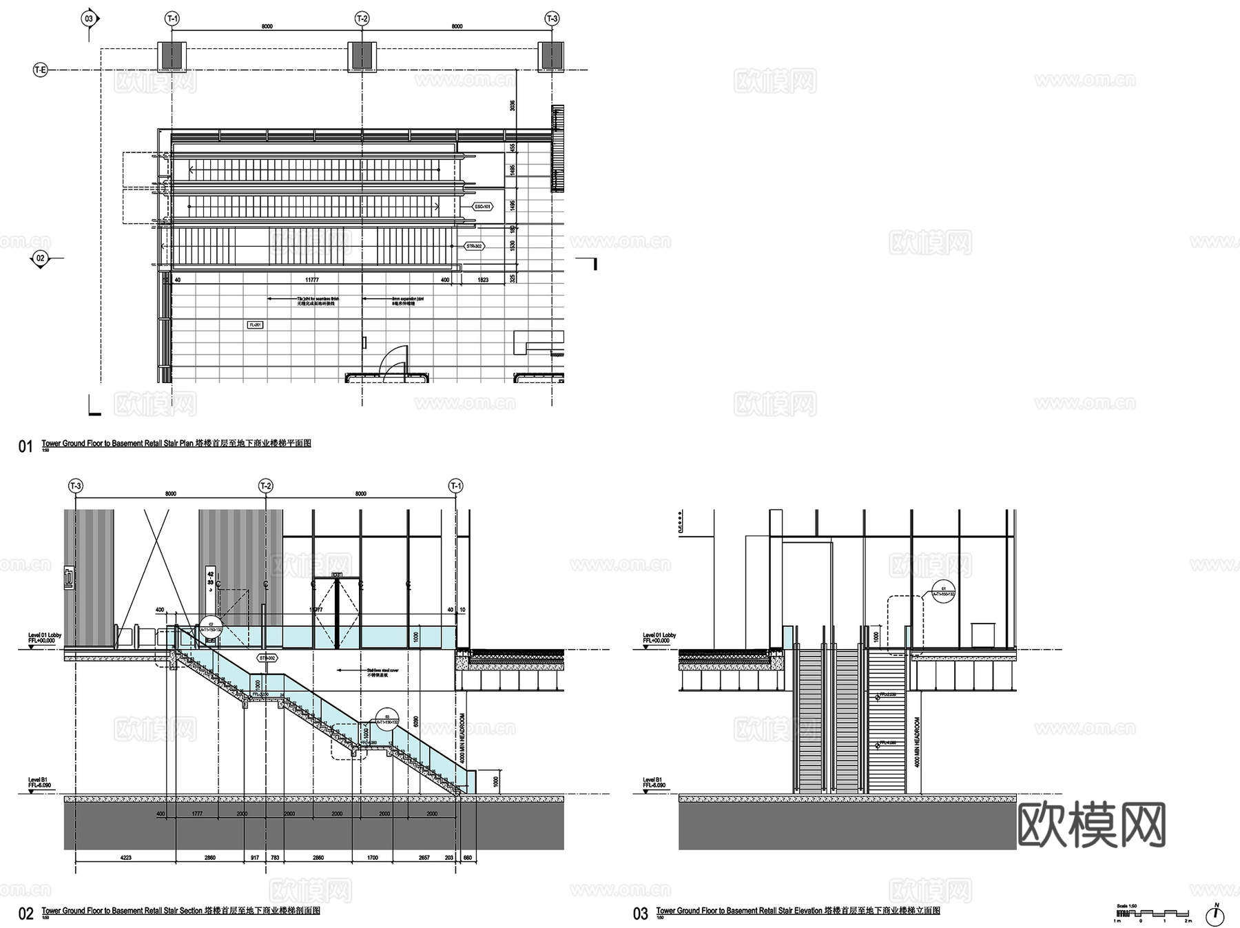 上海苏河湾华润置地办公楼大堂及电梯厅室内工装CAD施工图cad施工图