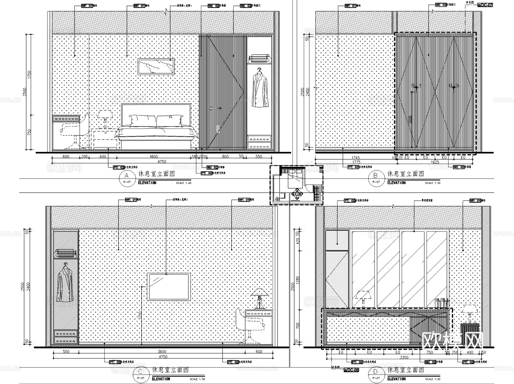 武汉融海投资有限公司办公室室内工装CAD施工图整套cad施工图