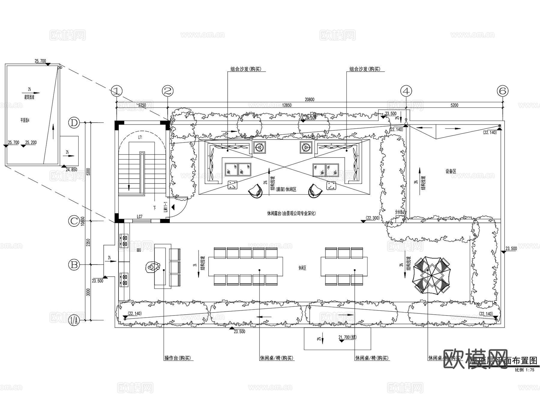 广东里水小镇智领商业广场独栋办公楼室内装饰CAD施工图整套cad施工图