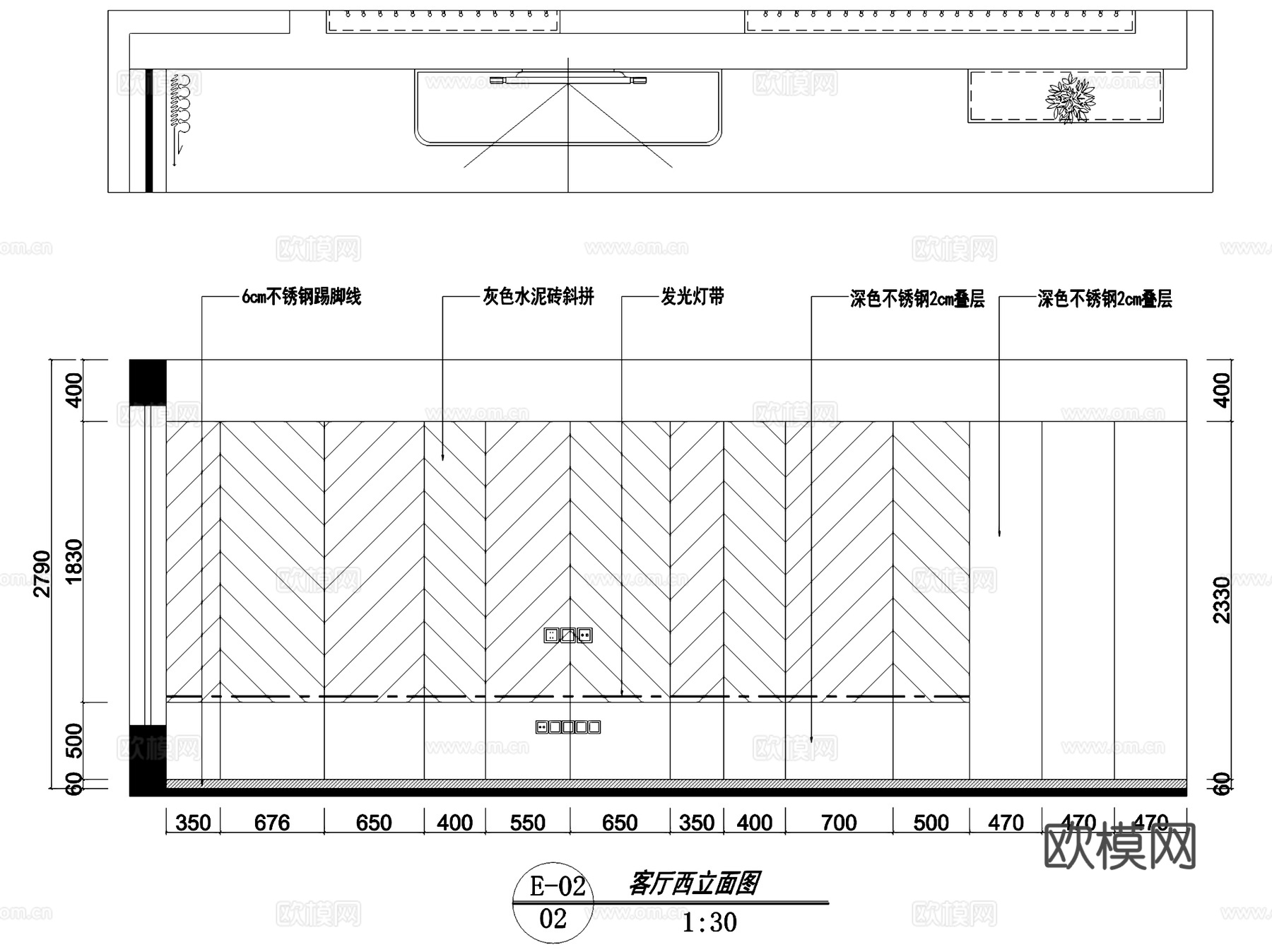 周庄雅居无主灯室内家装CAD施工图整套cad施工图
