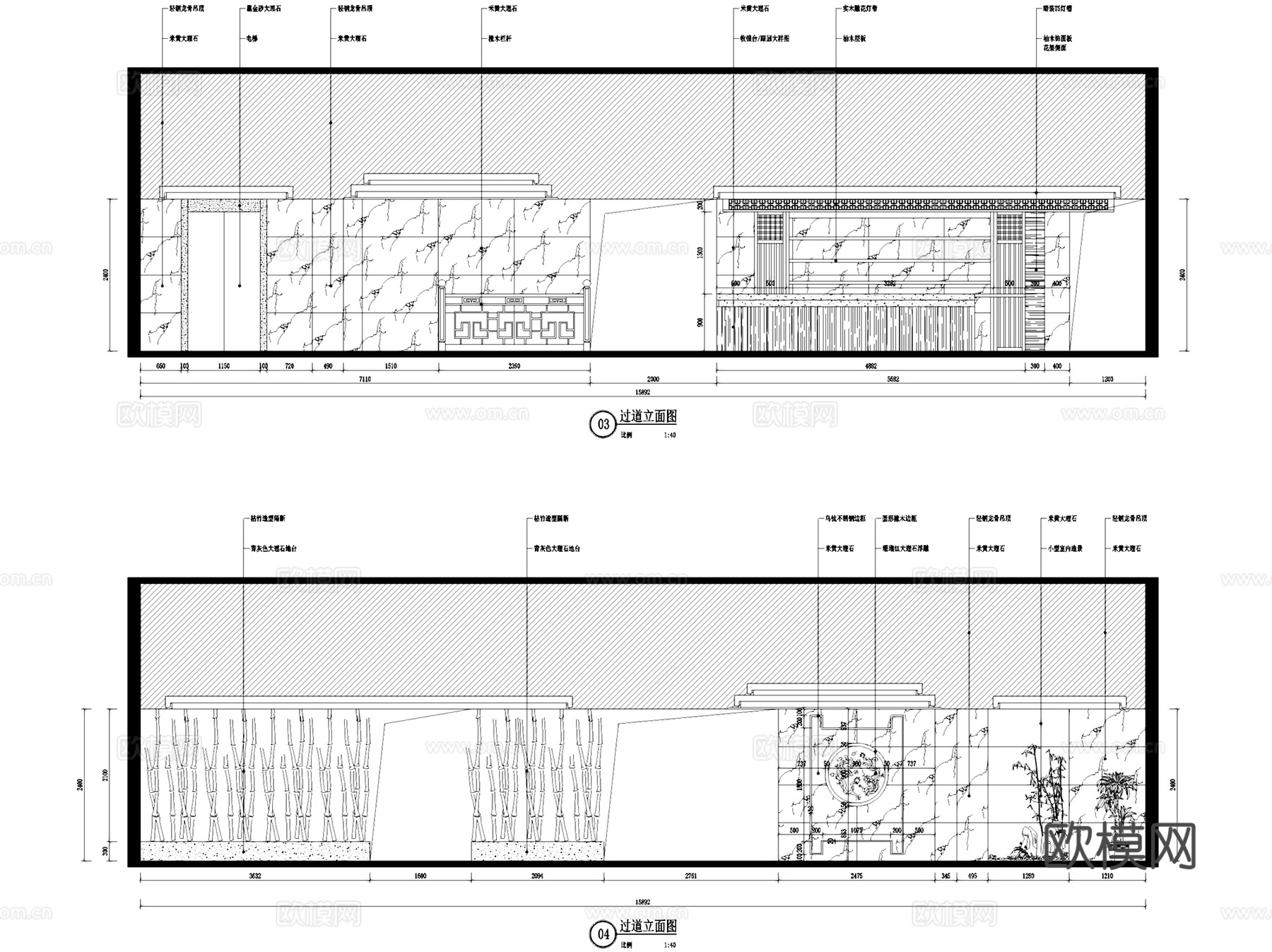 单层新中式茶室茶楼茶会所室内工装CAD施工图cad施工图