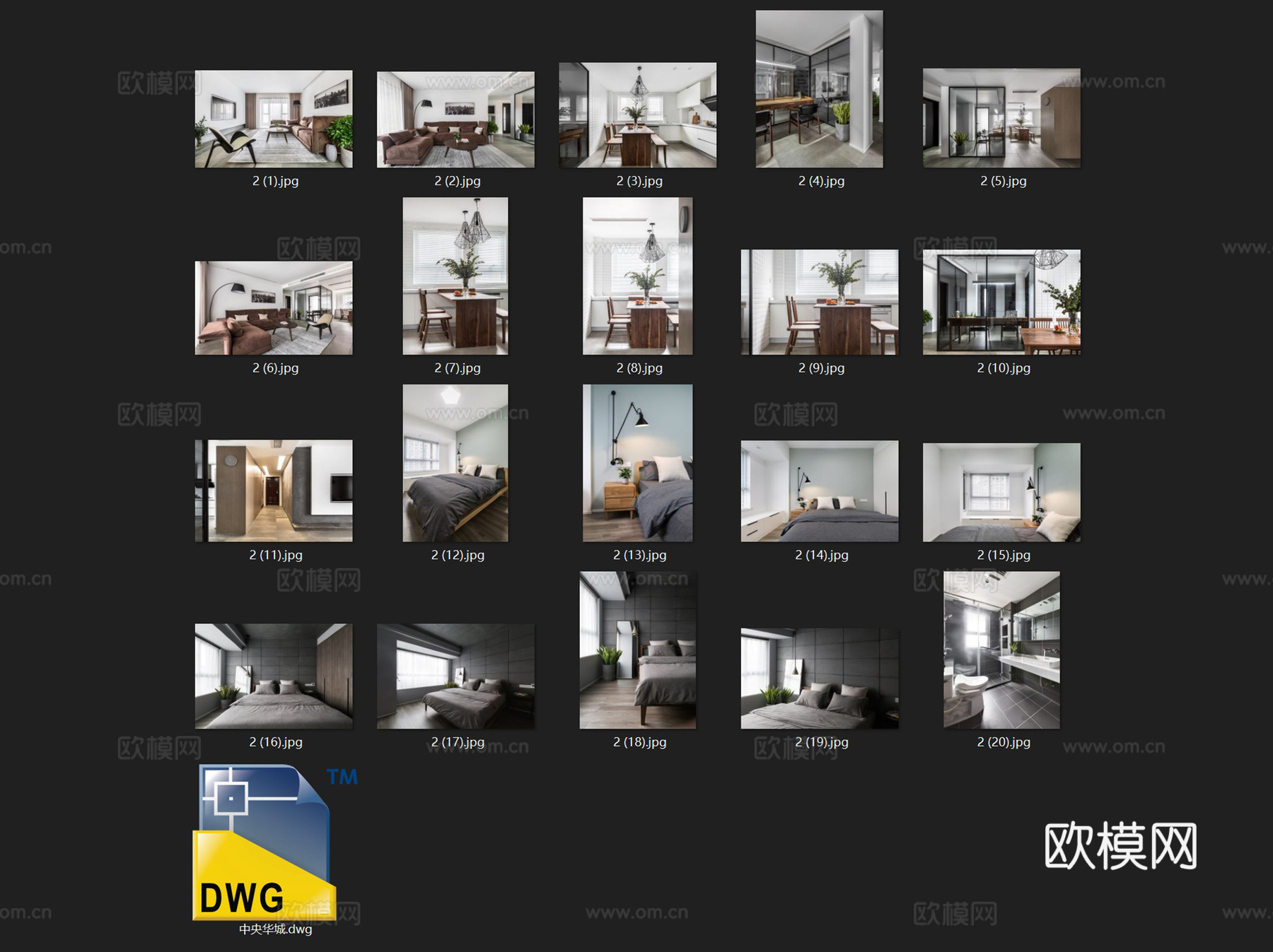 中央华城F3-乙-2104无主灯室内家装CAD施工图整套cad施工图